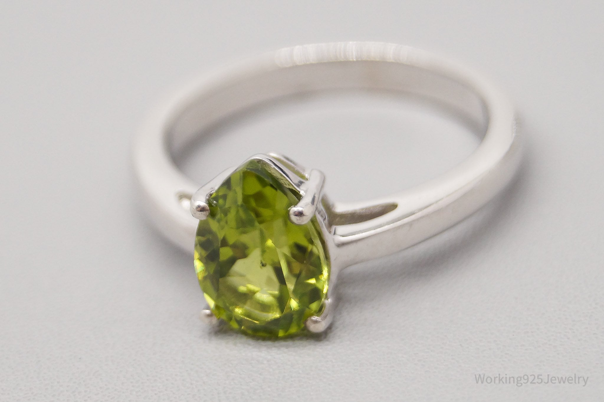 JTV TGGC Peridot Sterling Silver Ring - Size 7.75