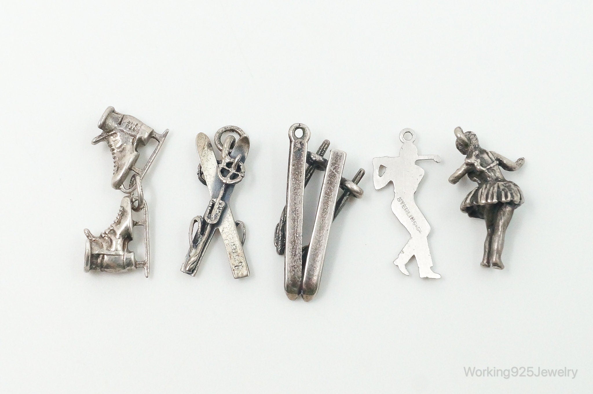 Vintage Sports Hobbies Sterling Silver Charms Lot