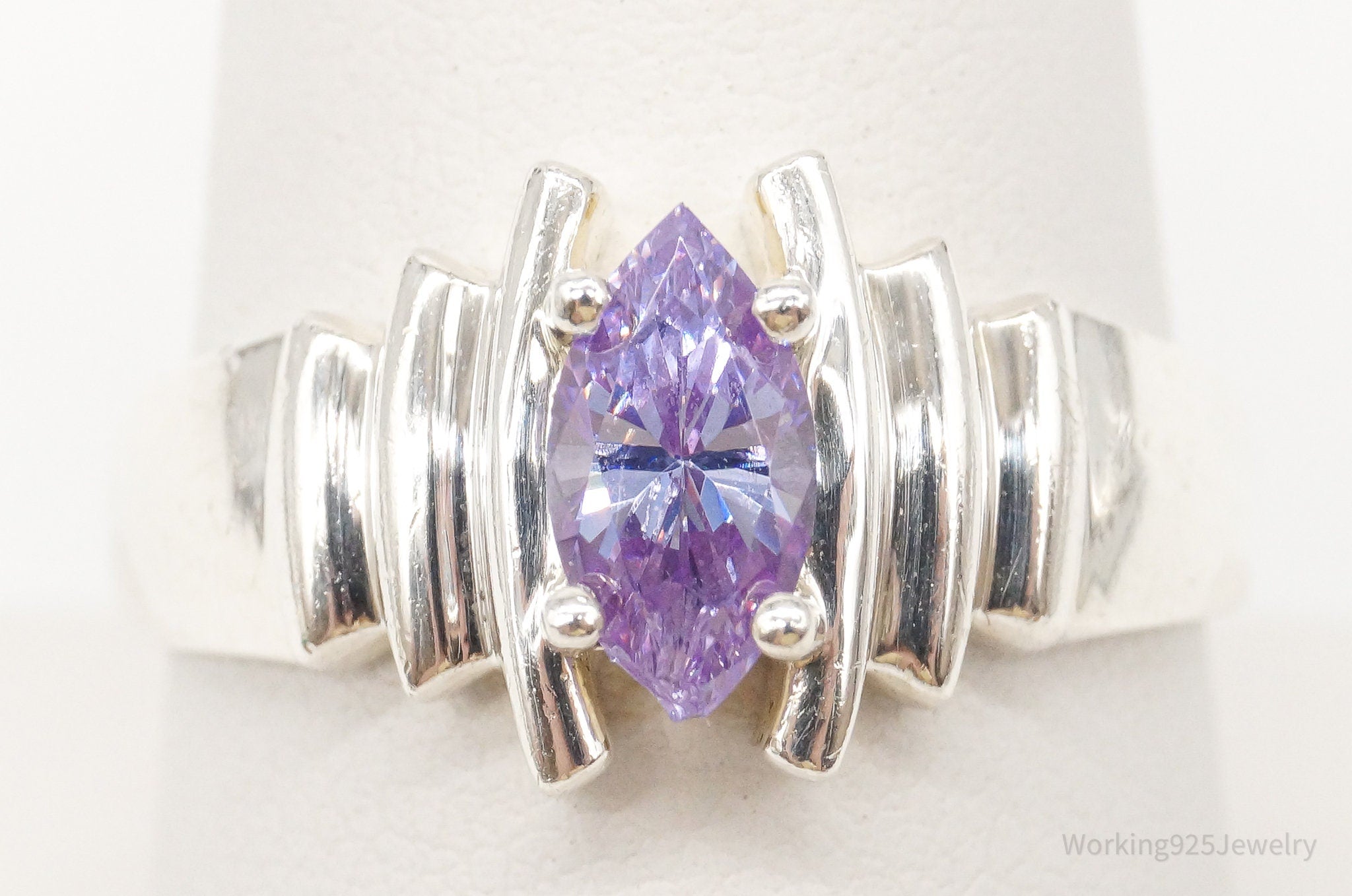 Vintage Purple DQCZ Diamonique Sterling Silver Ring - Size 8.75