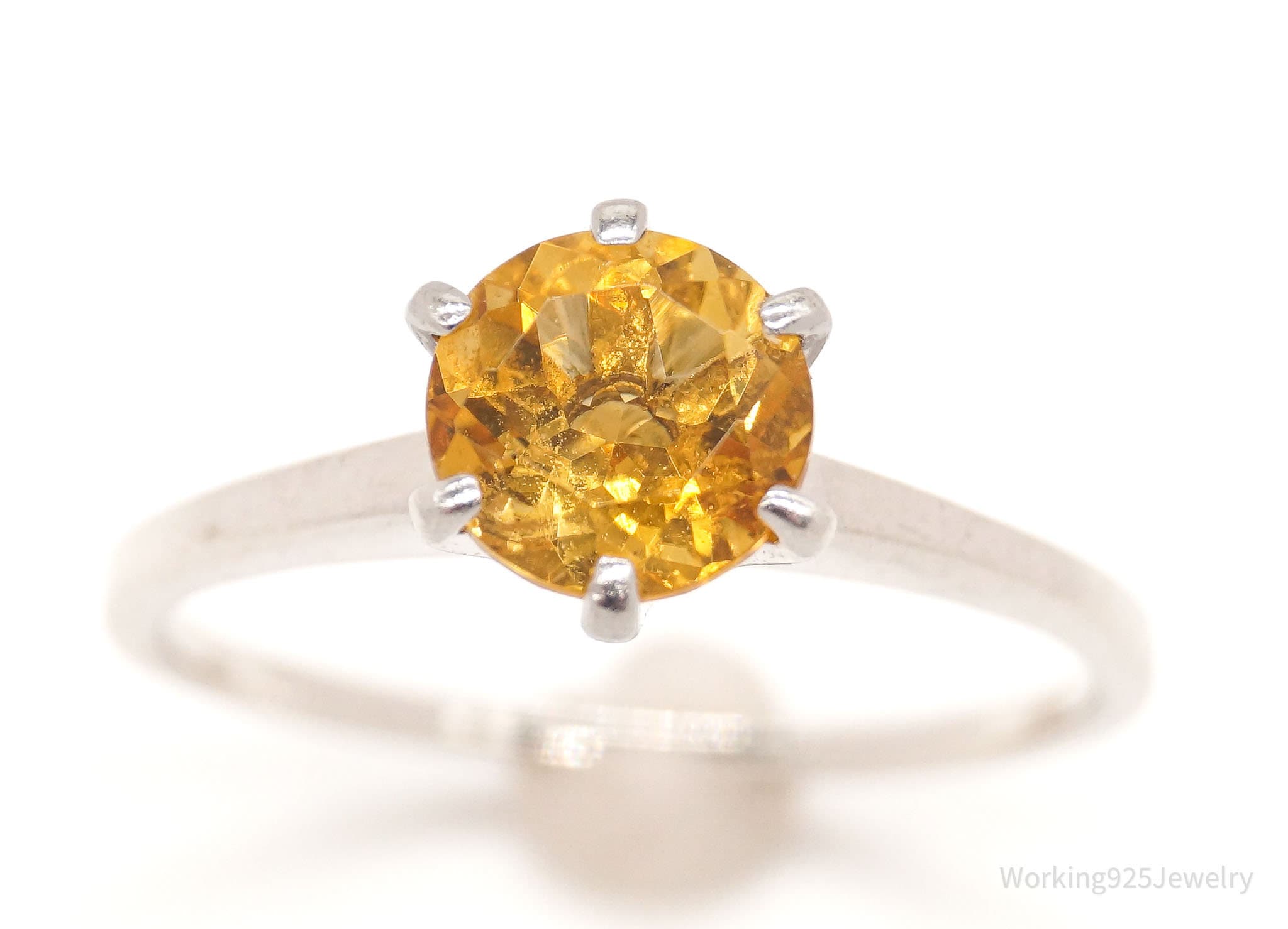 Vintage Citrine Sterling Silver Ring - Size 8.75