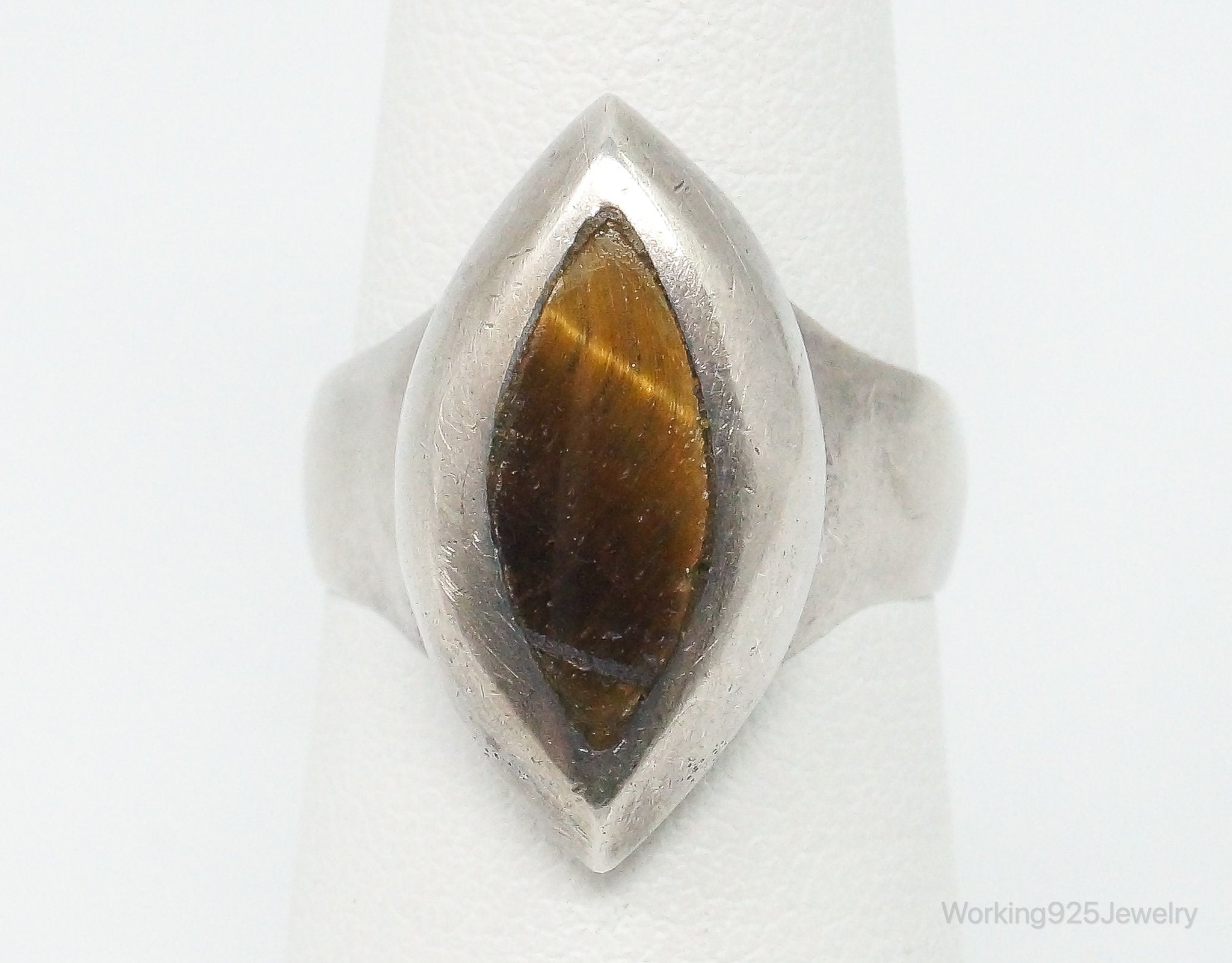 Vintage Mexico Tigers Eye Sterling Silver Ring - Size 6.5