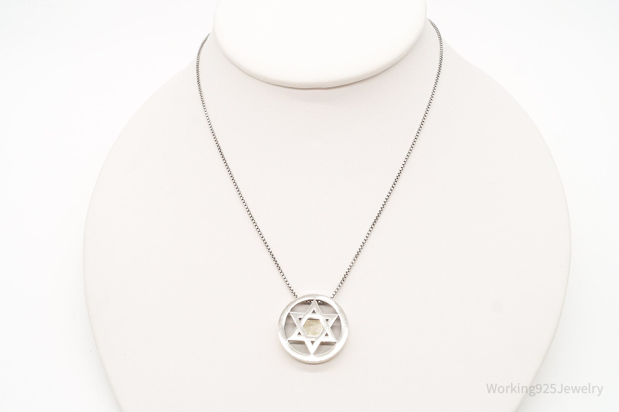 Vintage Star Of David Brass Copper Sterling Silver Necklace