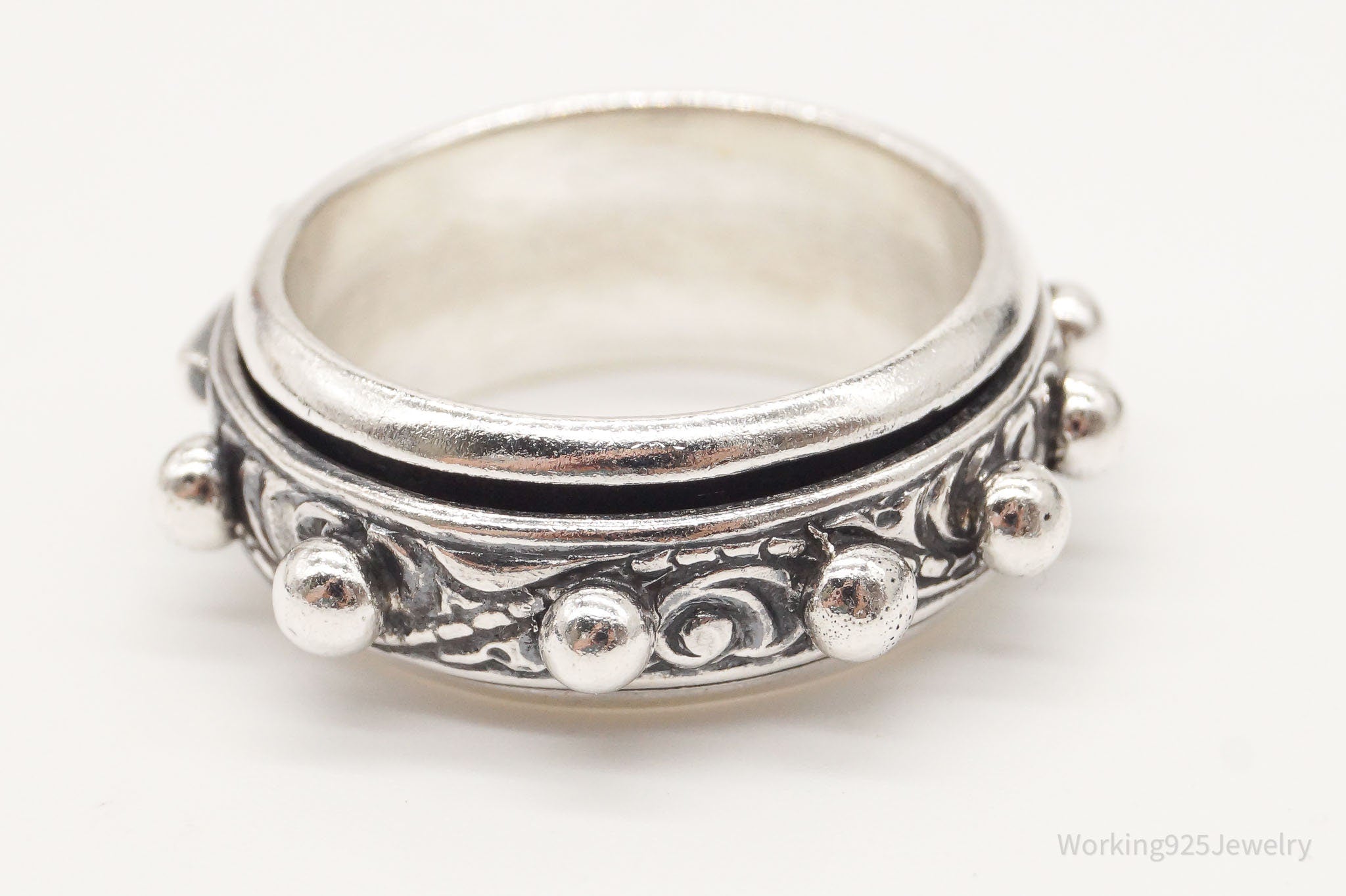 Vintage Cross Sterling Silver Spinner Ring - Size 7.75