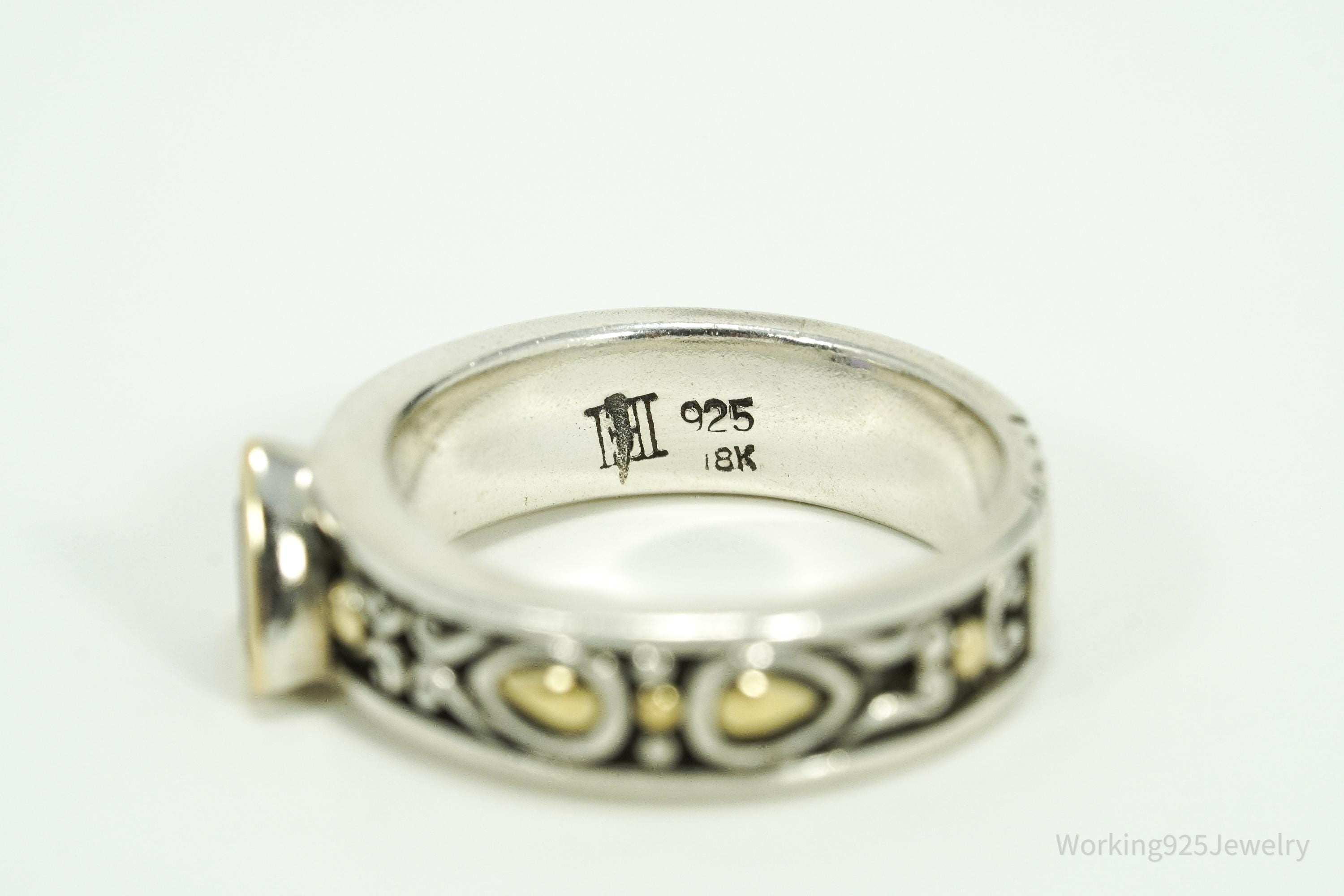 Ed Hardy Purple Amethyst 18K Yellow Gold Sterling Silver Ring - Size 7