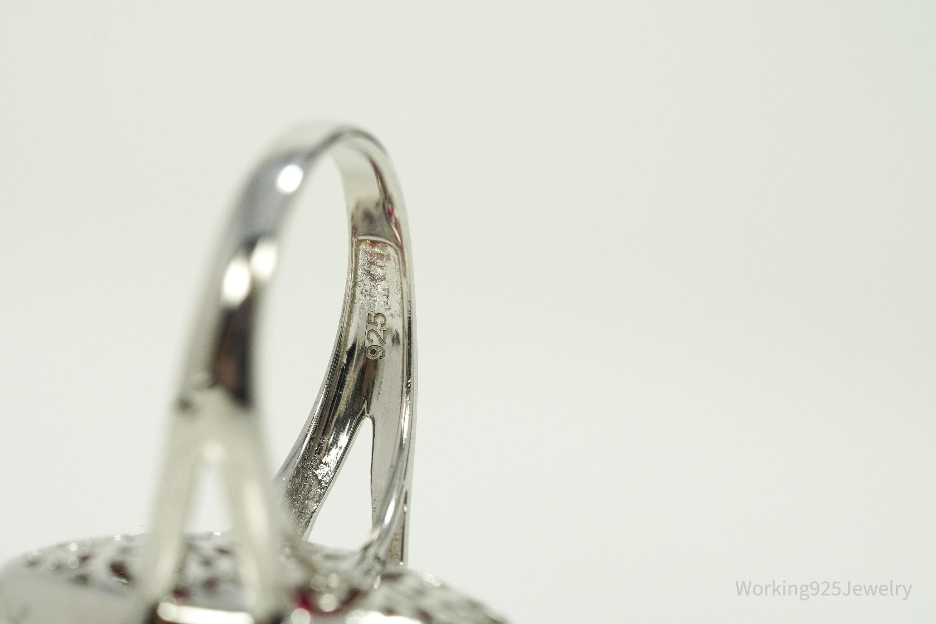 Designer Lab Ruby & Cubic Zirconia Sterling Silver Ring - Size 9