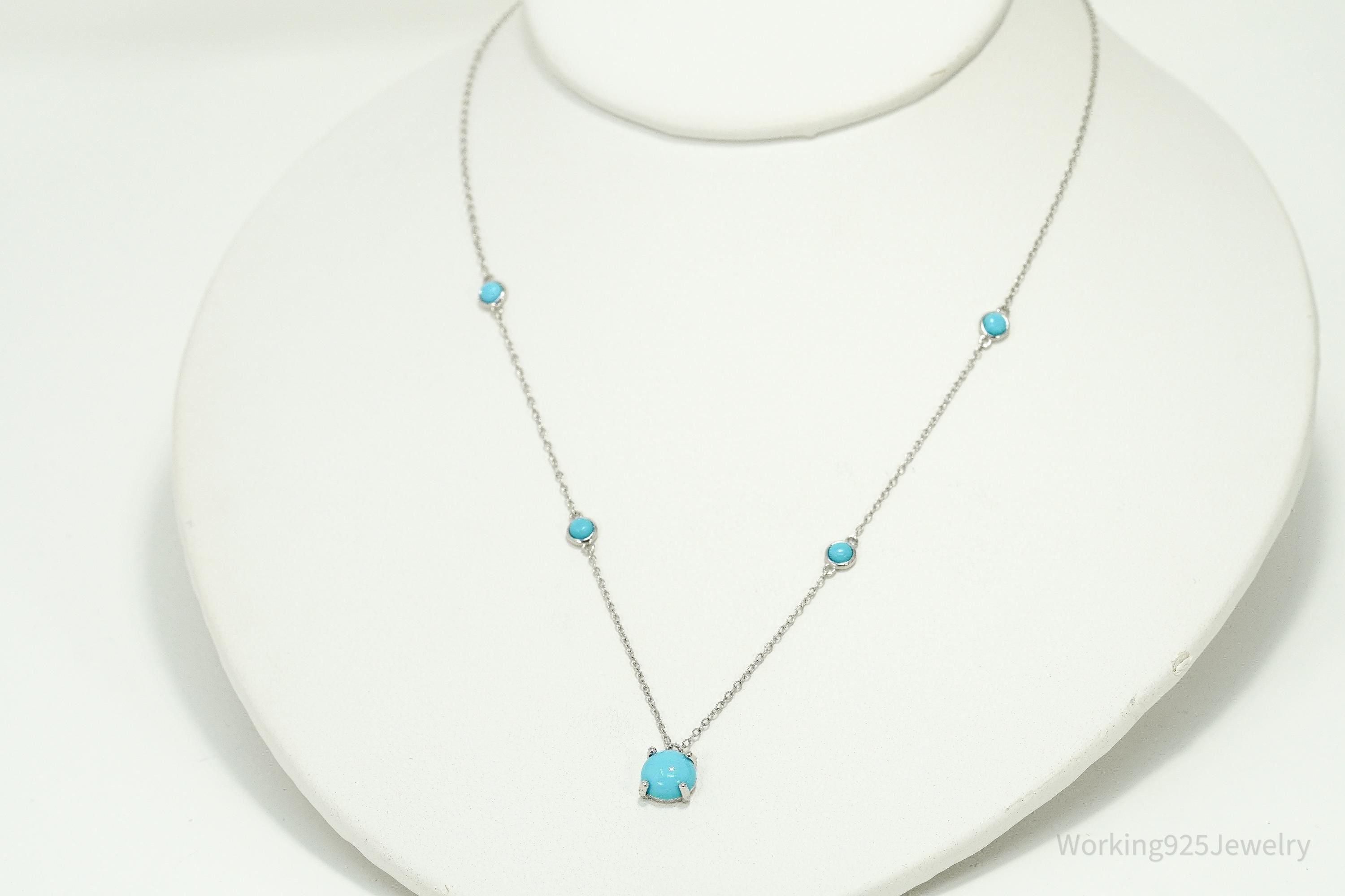 Blue Turquoise Sterling Silver Necklace 18"