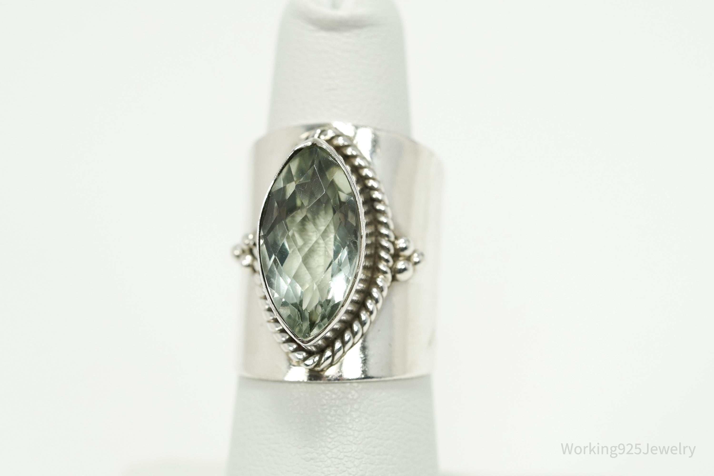 Vintage Prasiolite Sterling Silver Ring - Size 7.25