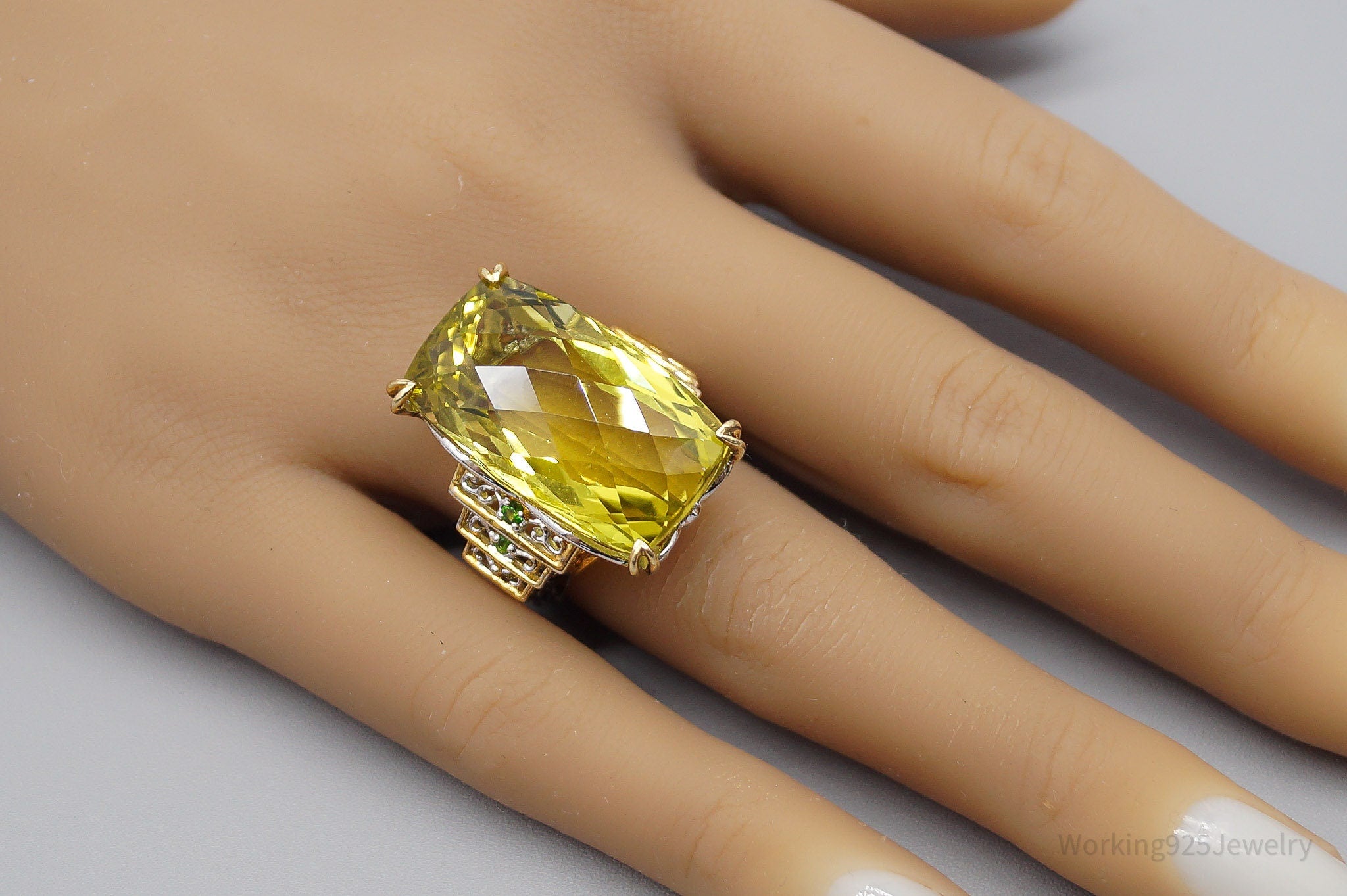 Michael Valitutti Ouro Verde Chrome Diopside Gold Sterling Silver Ring - Size 6