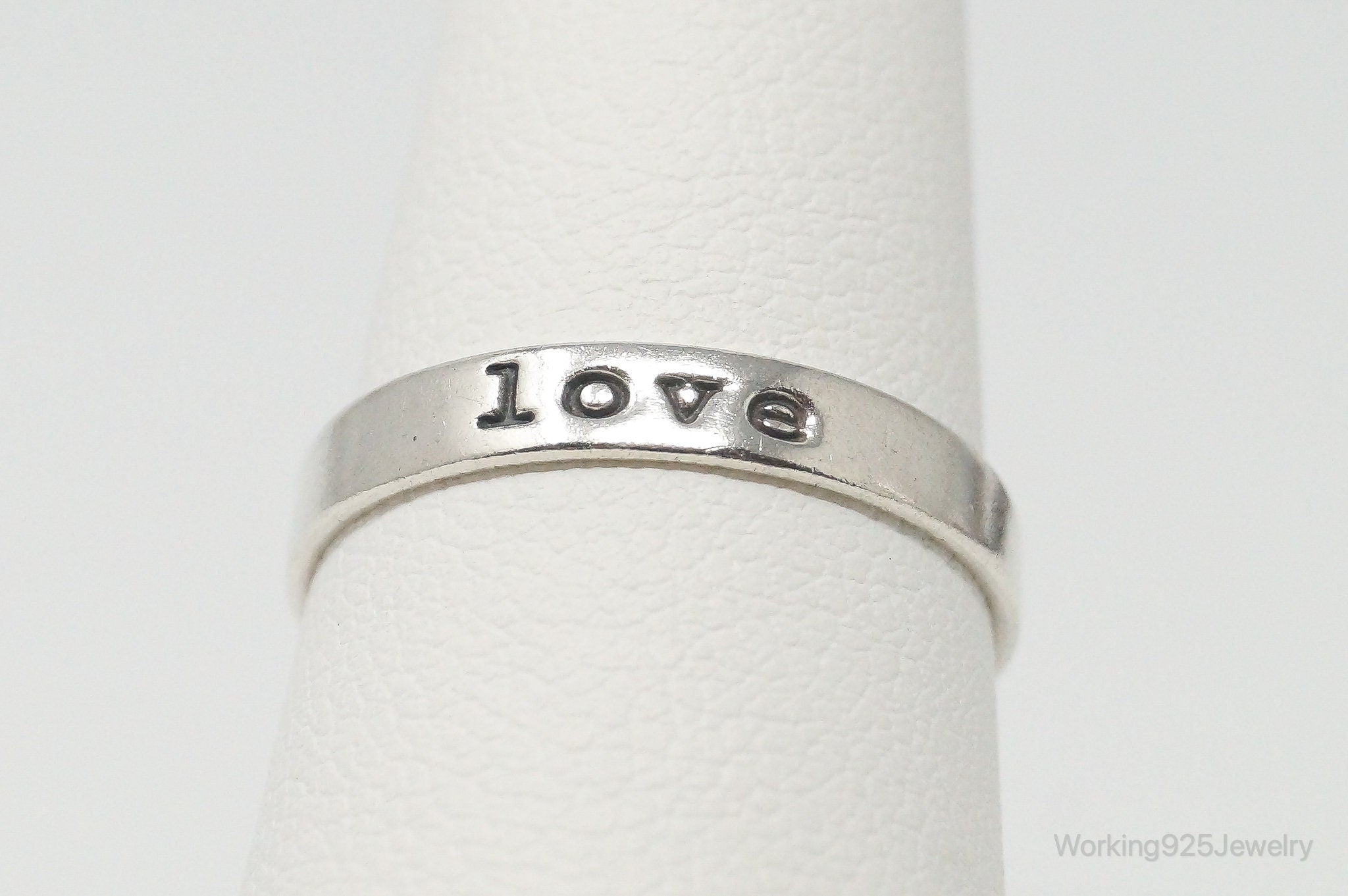 Vintage "Love" Sterling Silver Band Ring - Size 6