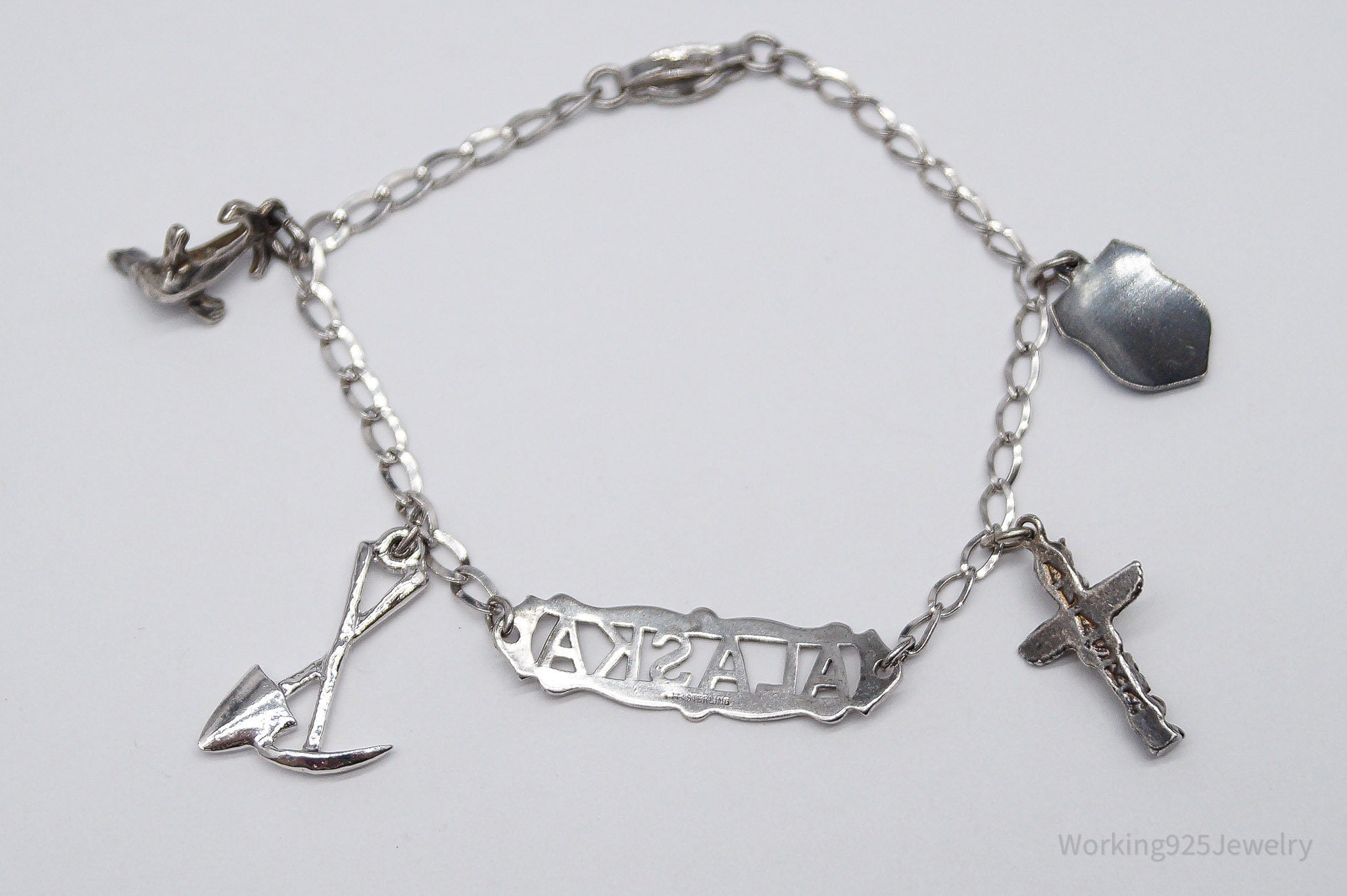 Vintage Uncas Sterling Silver Charm Bracelet - 7 1/8"