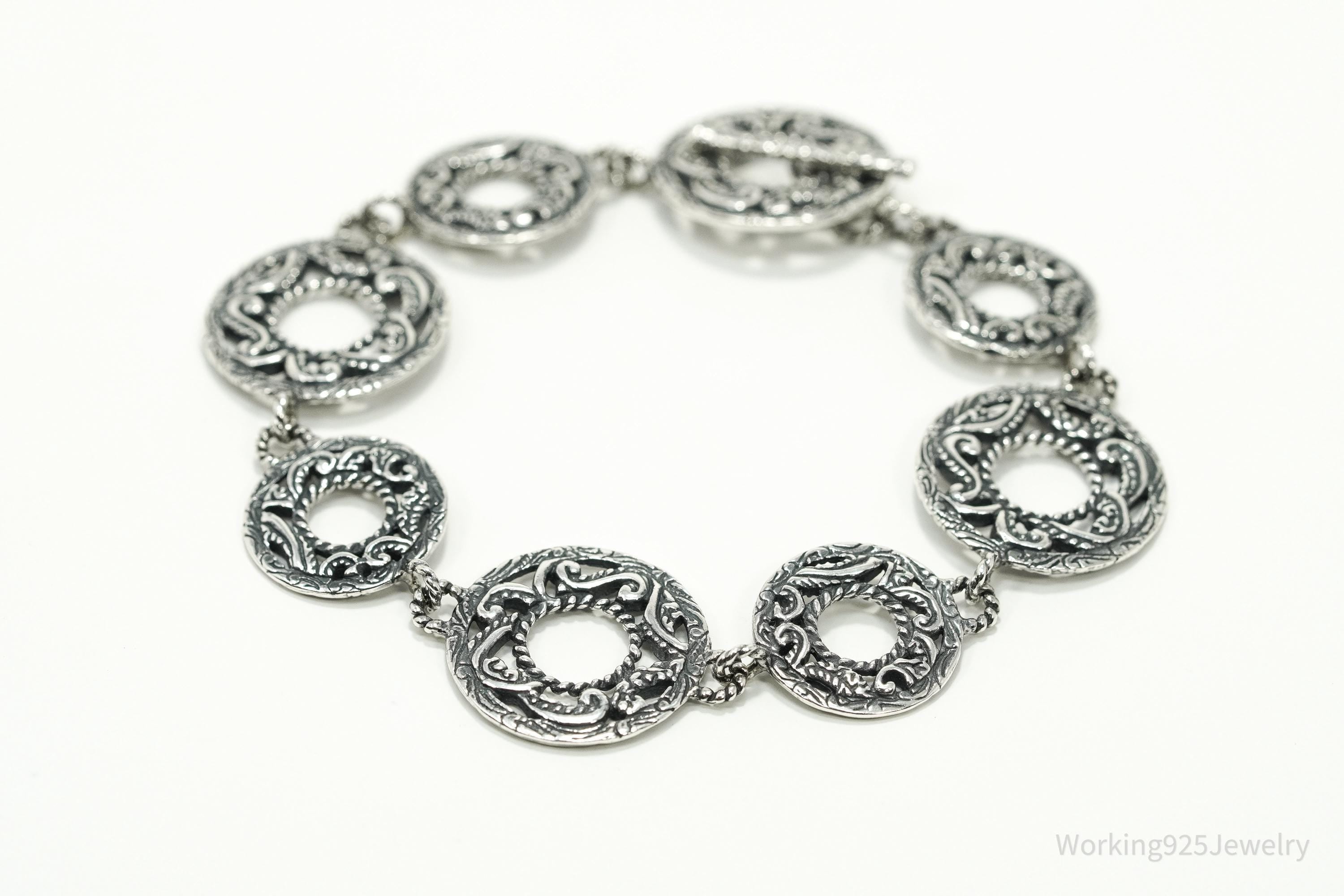 Vintage Native Carolyn Pollack Relios Sterling Silver Bracelet 8 7/8"