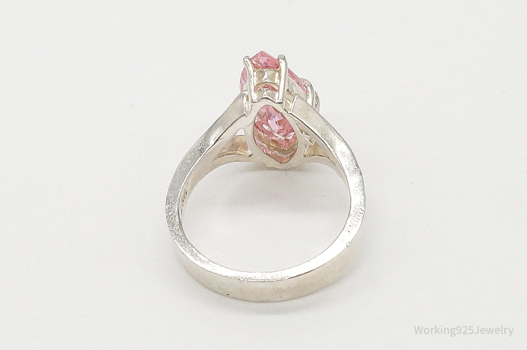 Vintage Pink Cubic Zirconia Sterling Silver Ring - Size 7