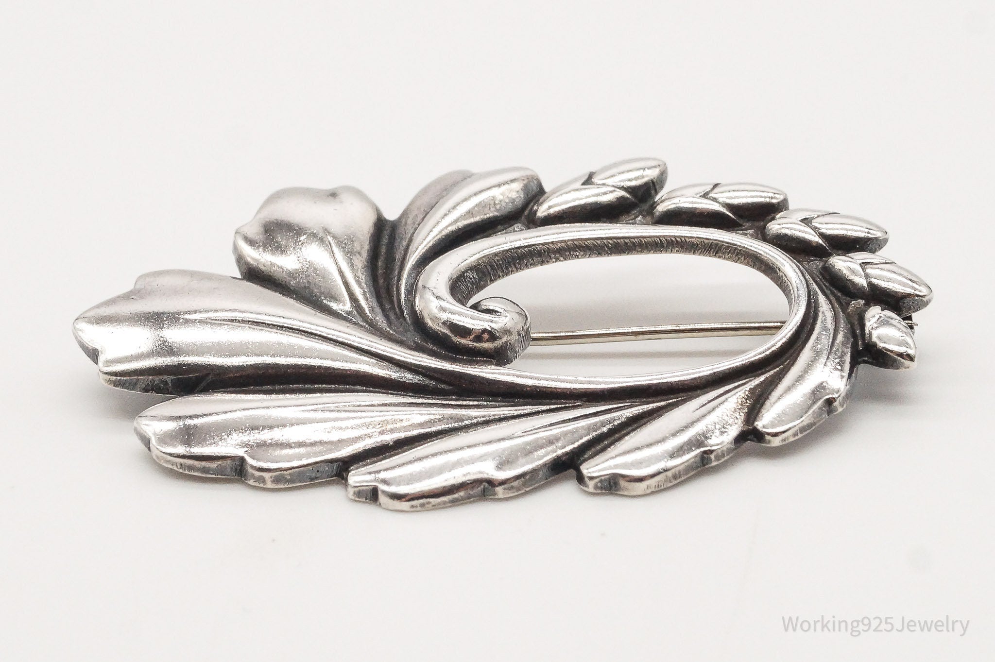 Large Vintage Modernist Viking Craft Sterling Silver Pin Brooch