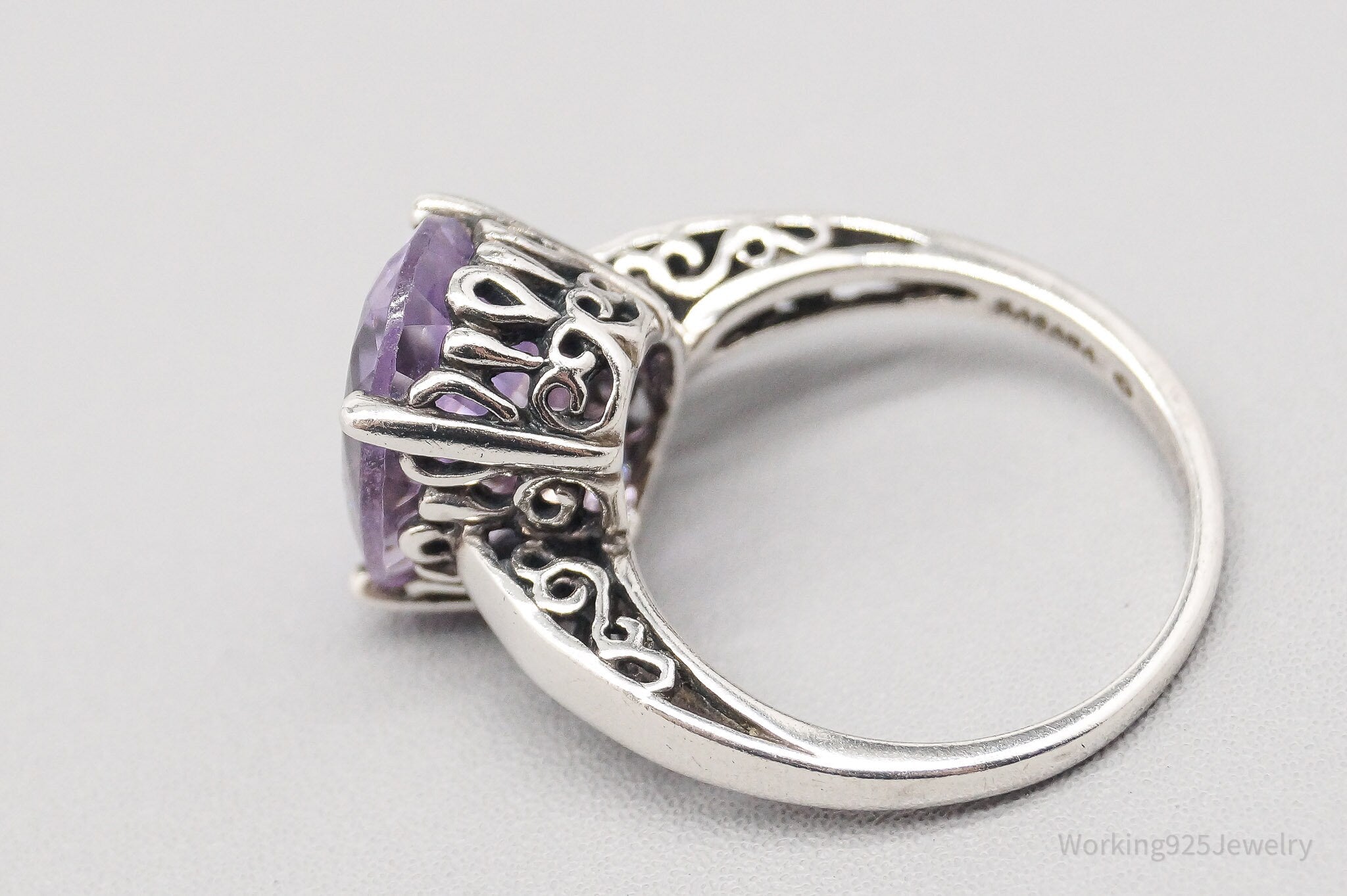 Vintage Designer KABANA Amethyst Sterling Silver Ring - Size 6.75