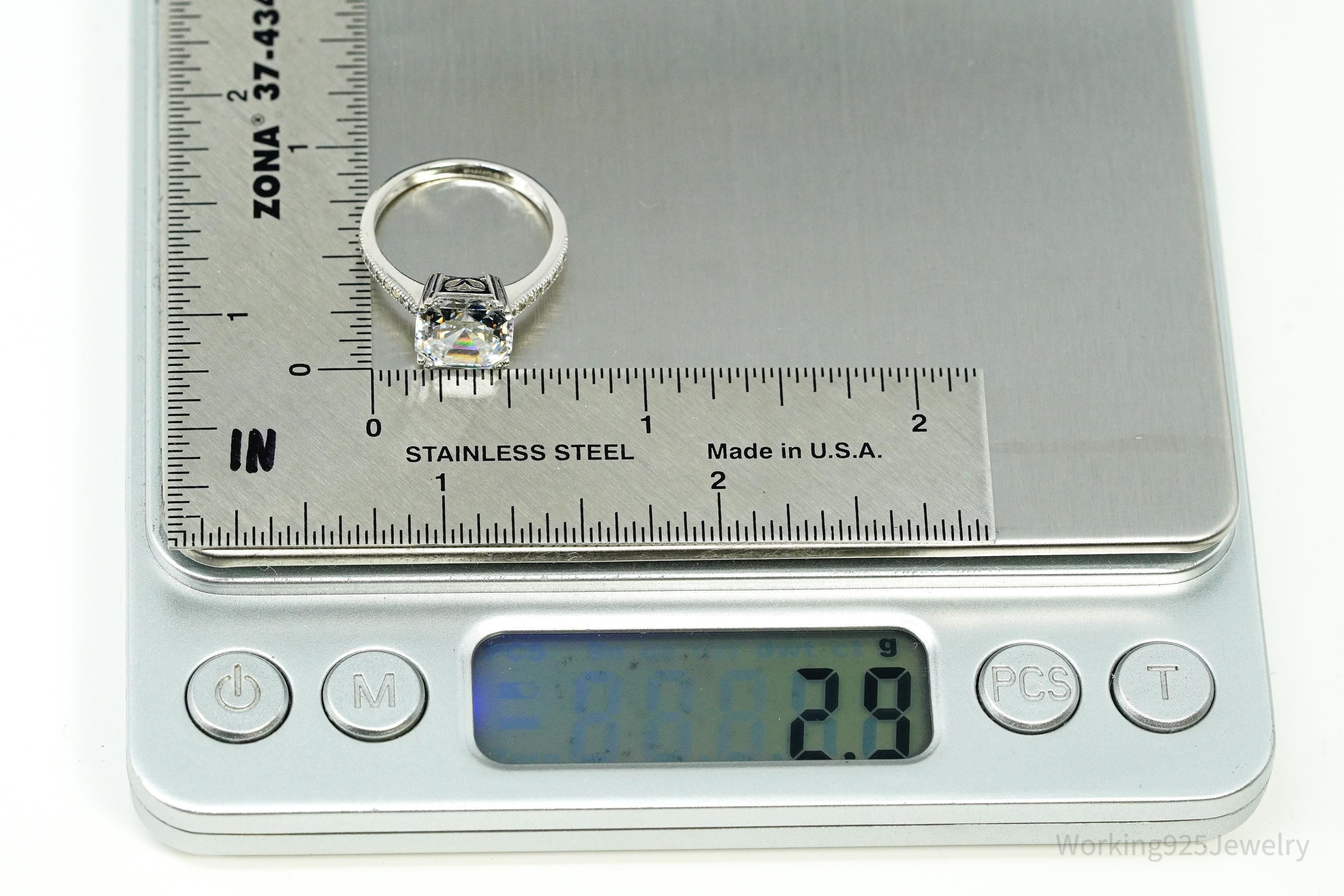 Vintage Cubic Zirconia Sterling Silver Ring Size 6.25