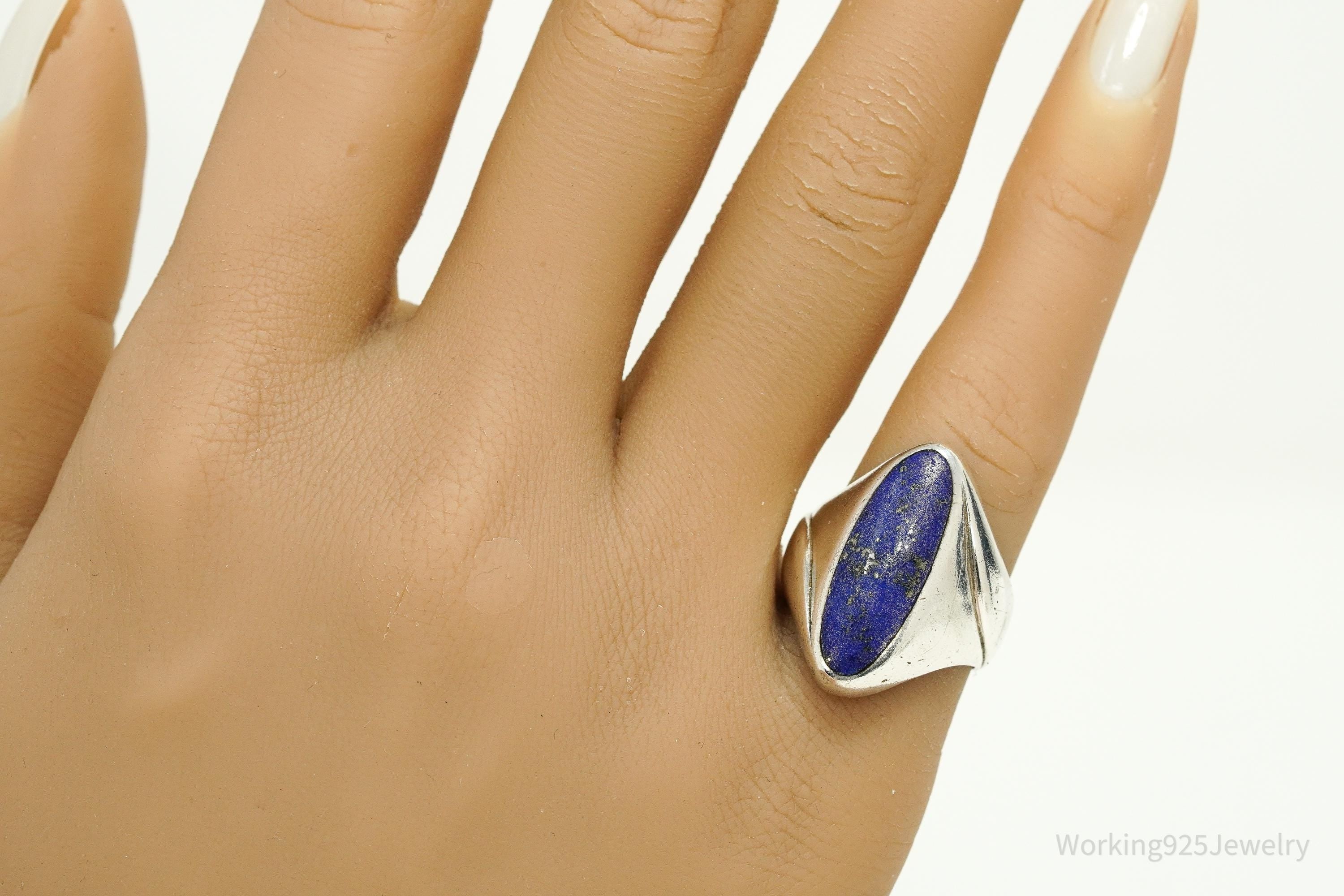 Vintage Designer Kabana KBN Lapis Lazuli Sterling Silver Ring - Size 6.25