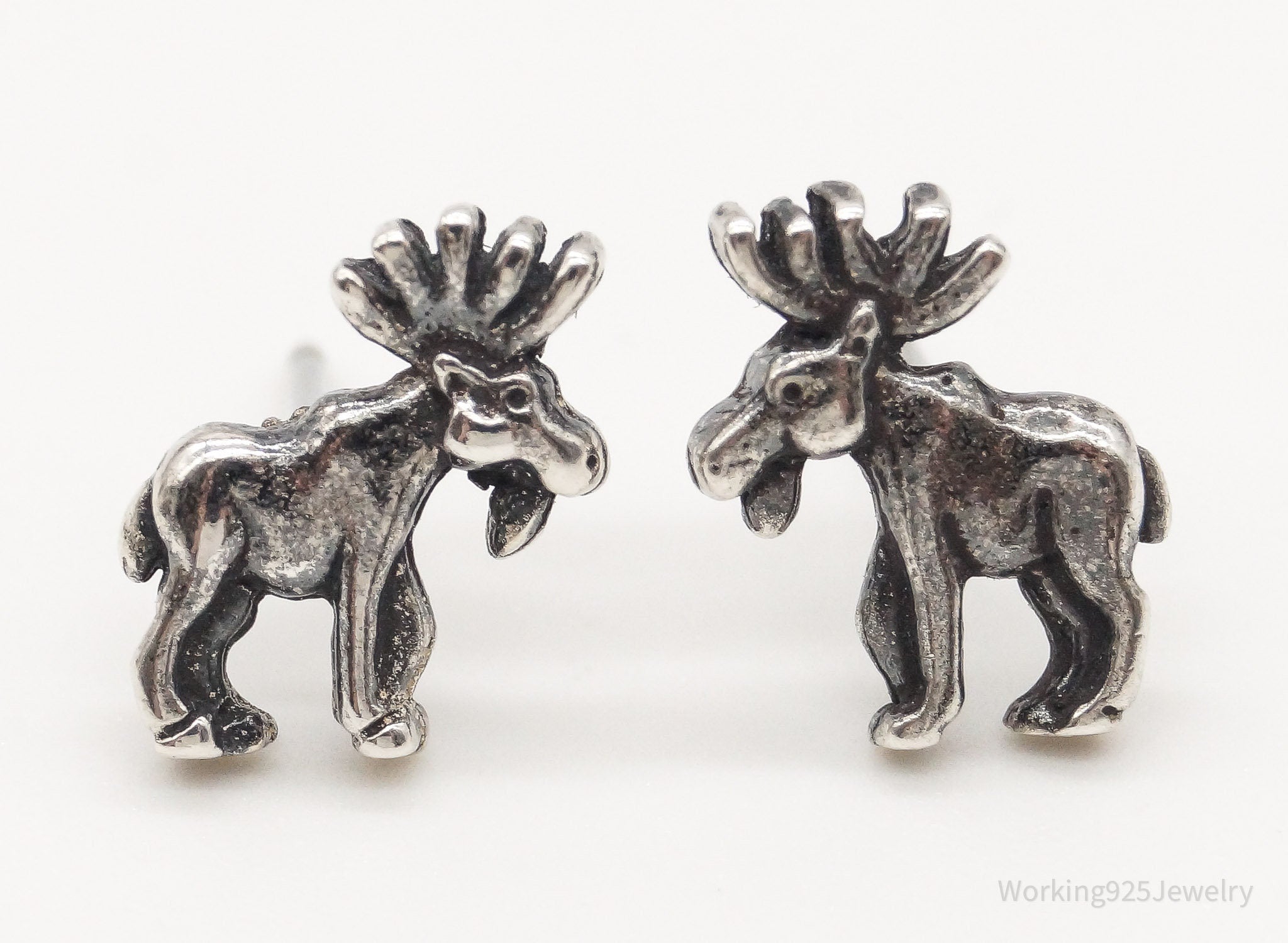 Vintage Moose Silver Stud Earrings