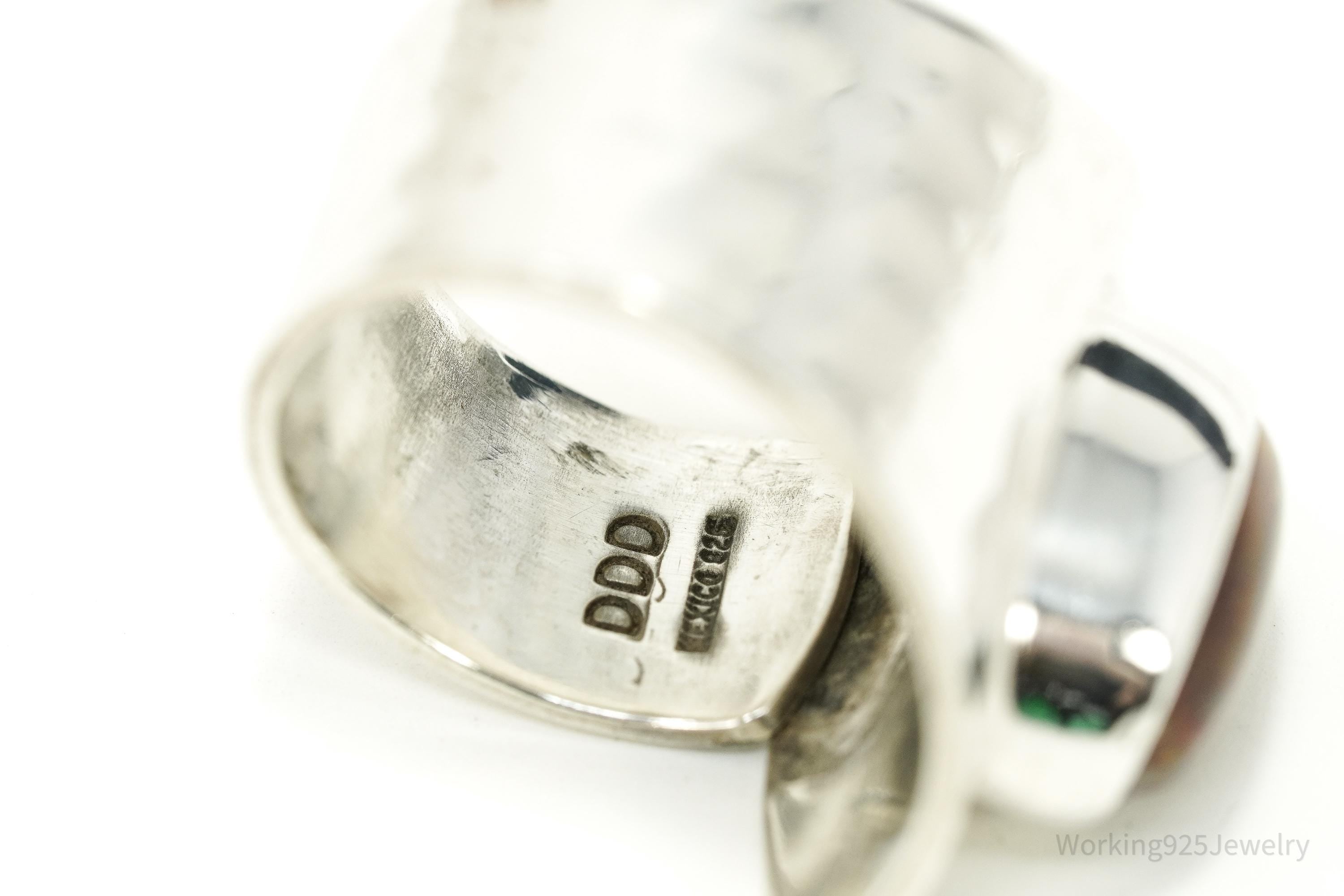 Vintage Mexico Dinouart Modernist Silver Ring Petrified Wood Size 8