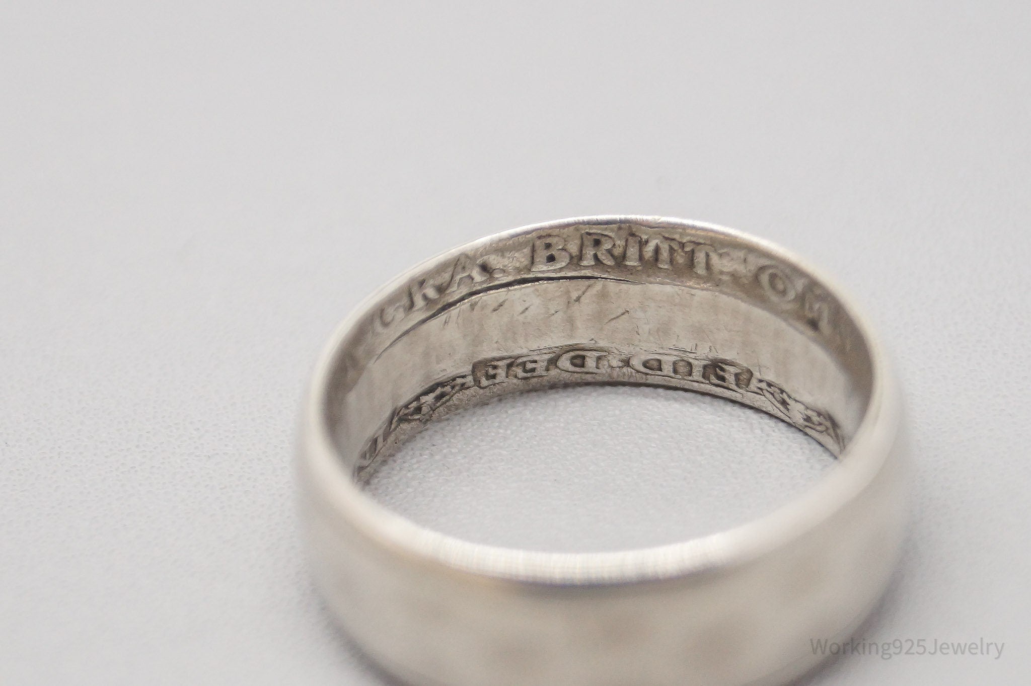 Vintage 1928 Great Britain Silver Coin Turned Ring Size 7.25