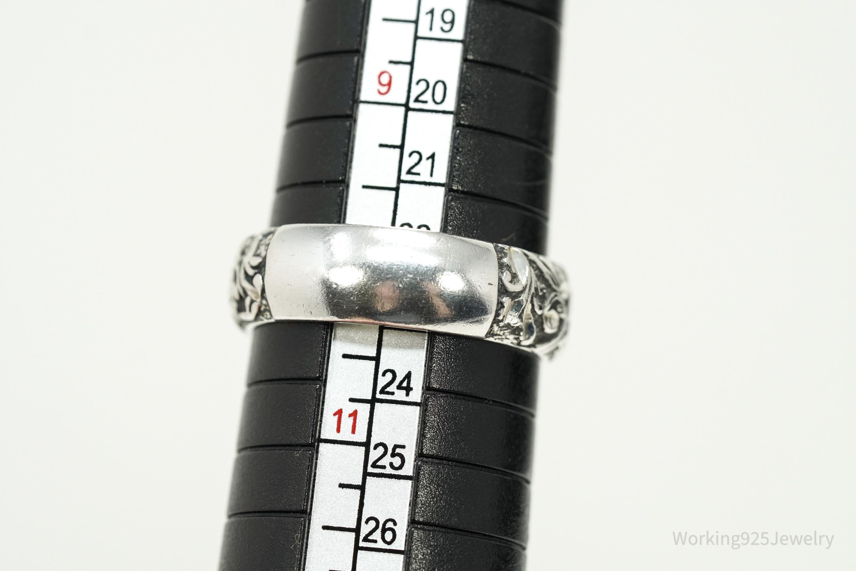 Vintage Native Designer Carolyn Pollack Relios Sterling Silver Band Ring Size 10.25