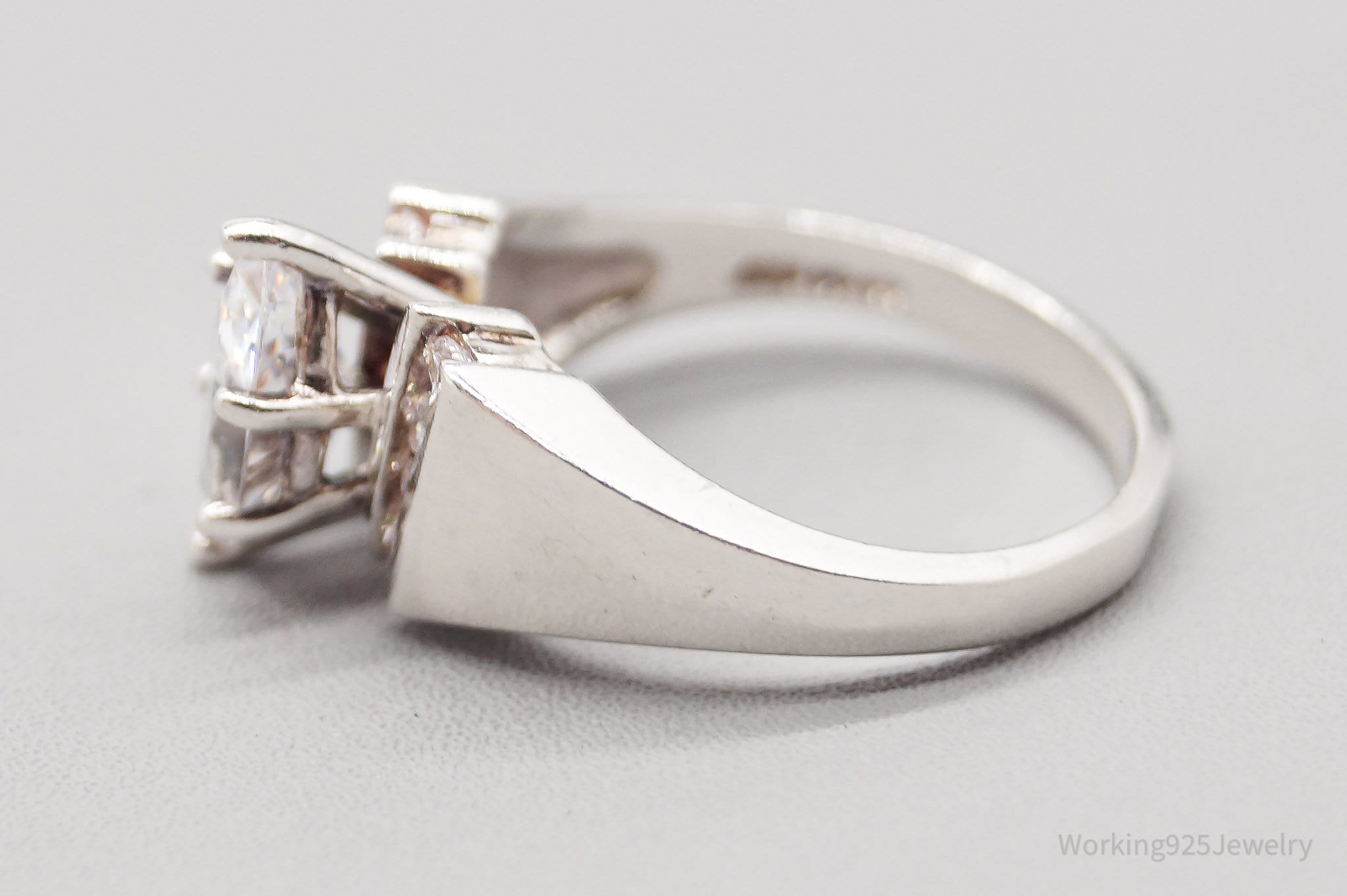 Vintage Diamonique Cubic Zirconia Sterling Silver Ring - Size 8