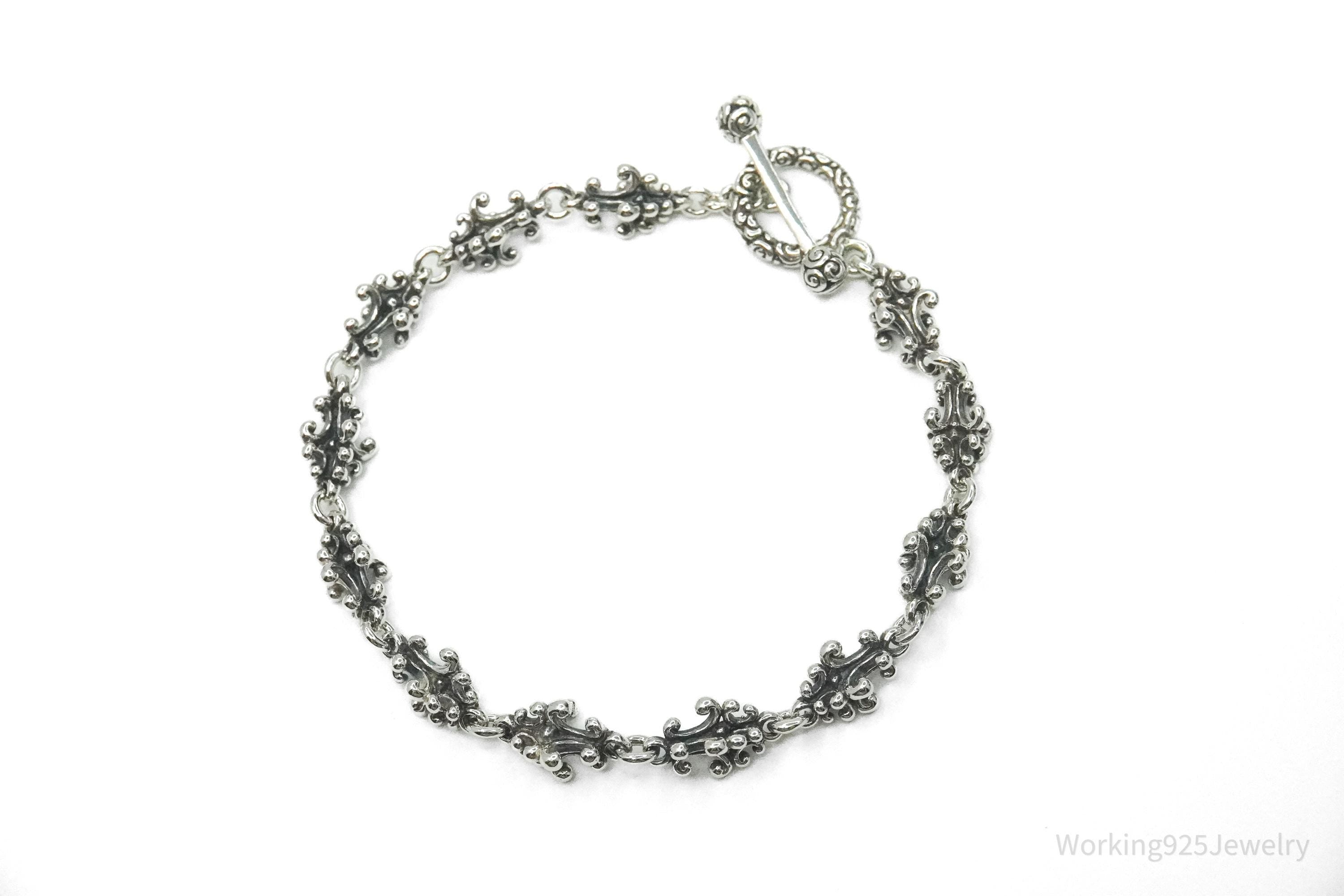 Novica Indonesia NV Balinese Crest Sterling Silver Toggle Bracelet - 7 5/8"