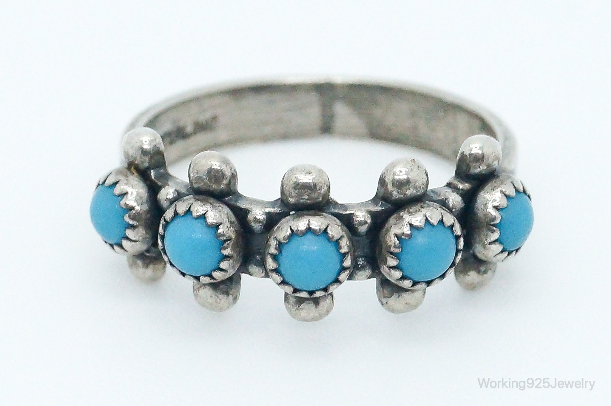 Vintage Native Bell Trading Post Turquoise Sterling Silver Ring - Size 5.25