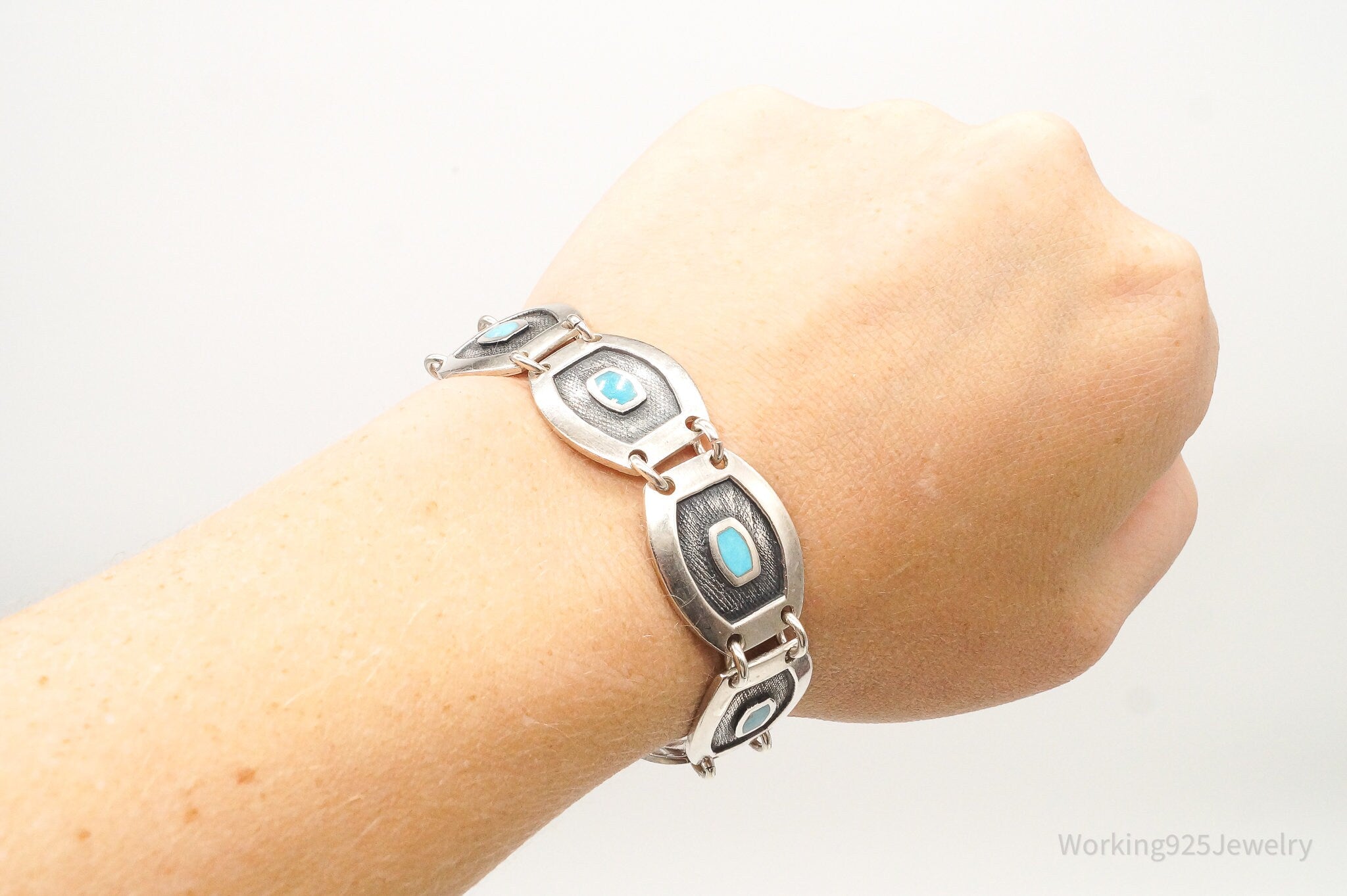 Vintage Native American Turquoise Silver Bracelet