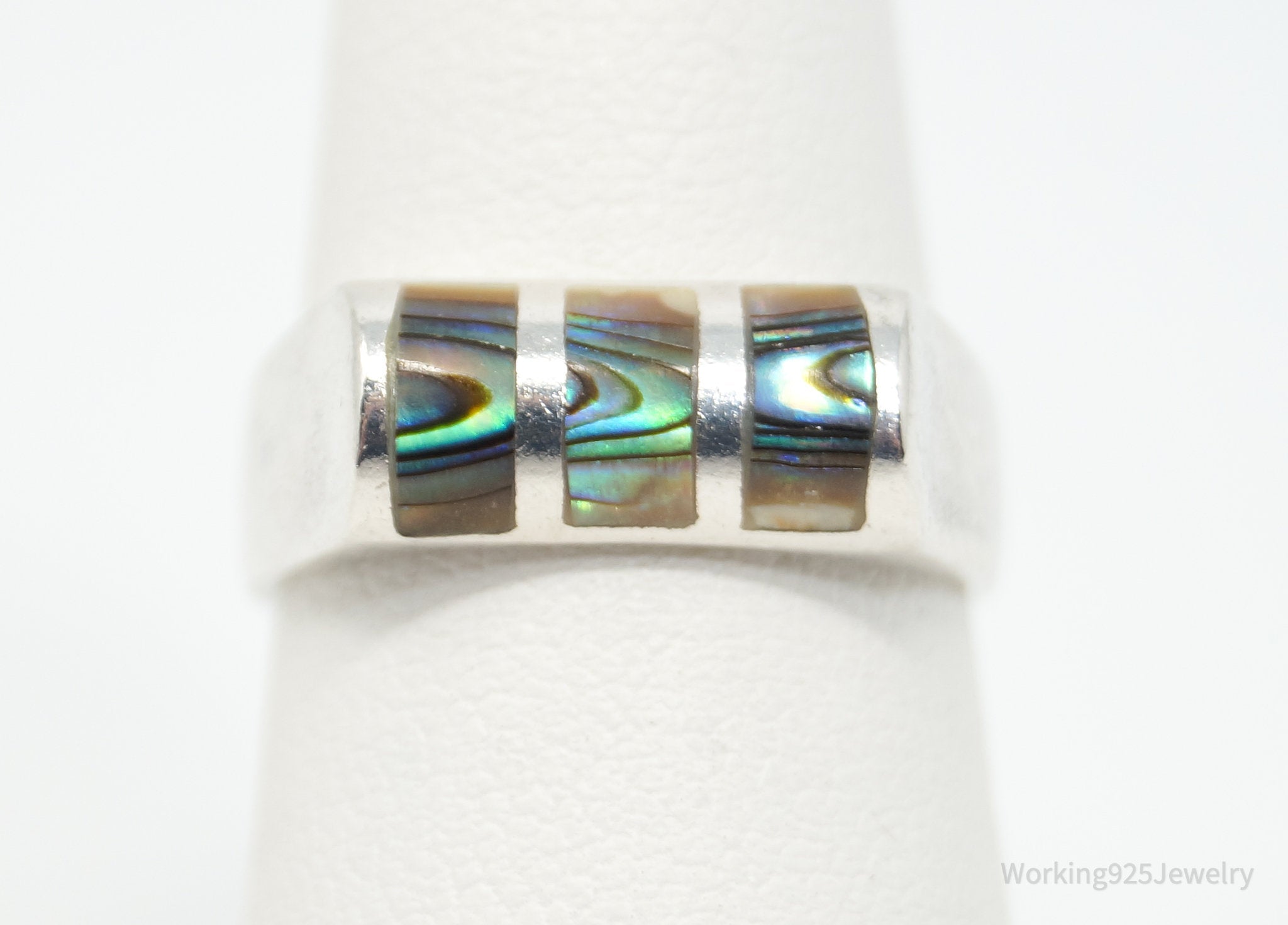 Vintage Paua Abalone Shell Southwestern Sterling Silver Ring - Sz 6