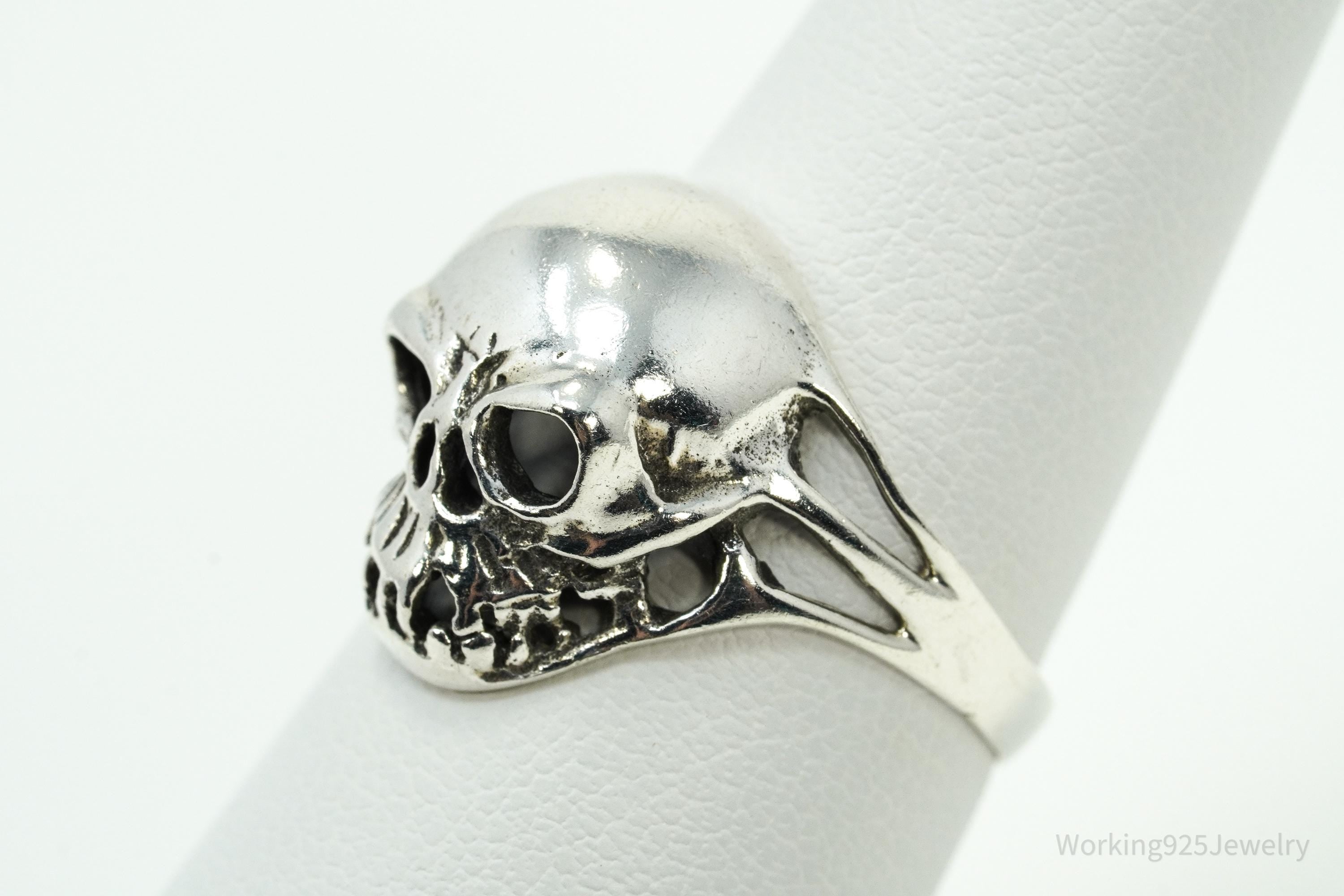Vintage Skull Sterling Silver Ring - Size 6.75