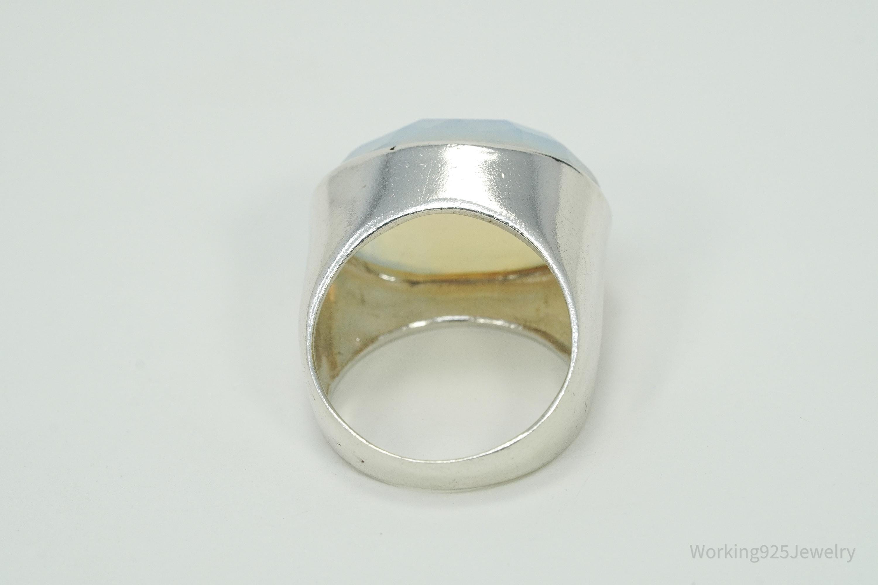 Vintage Large Opalite Sterling Silver Ring - Size 6.25