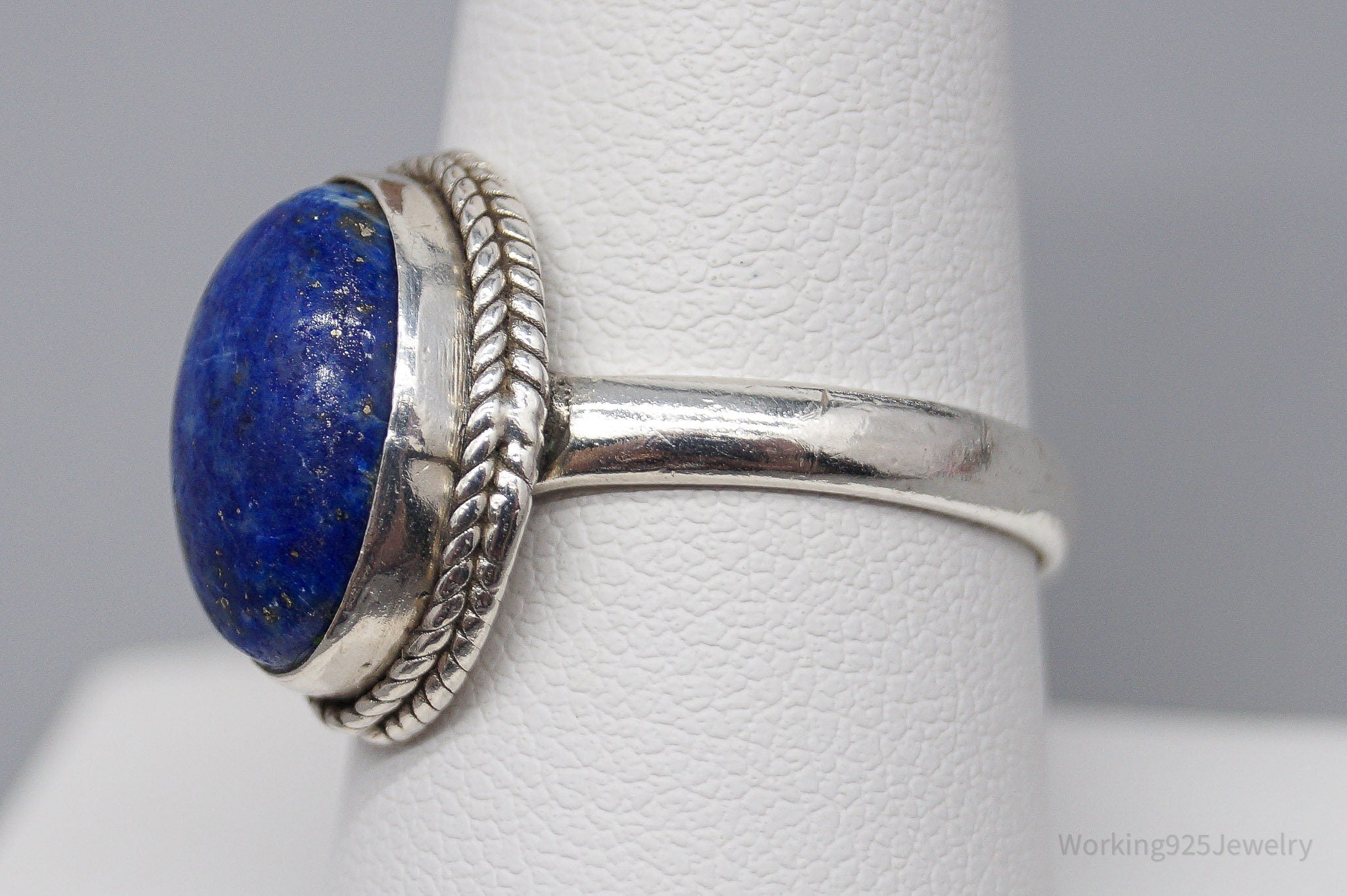 Vintage Lapis Lazuli Sterling Silver Ring - Size 9