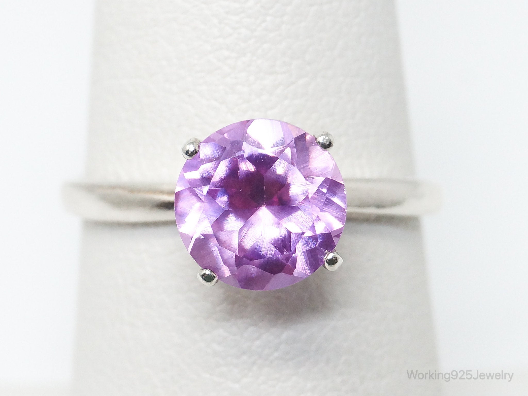 Vintage Pink Topaz Sterling Silver Ring - Size 6.75