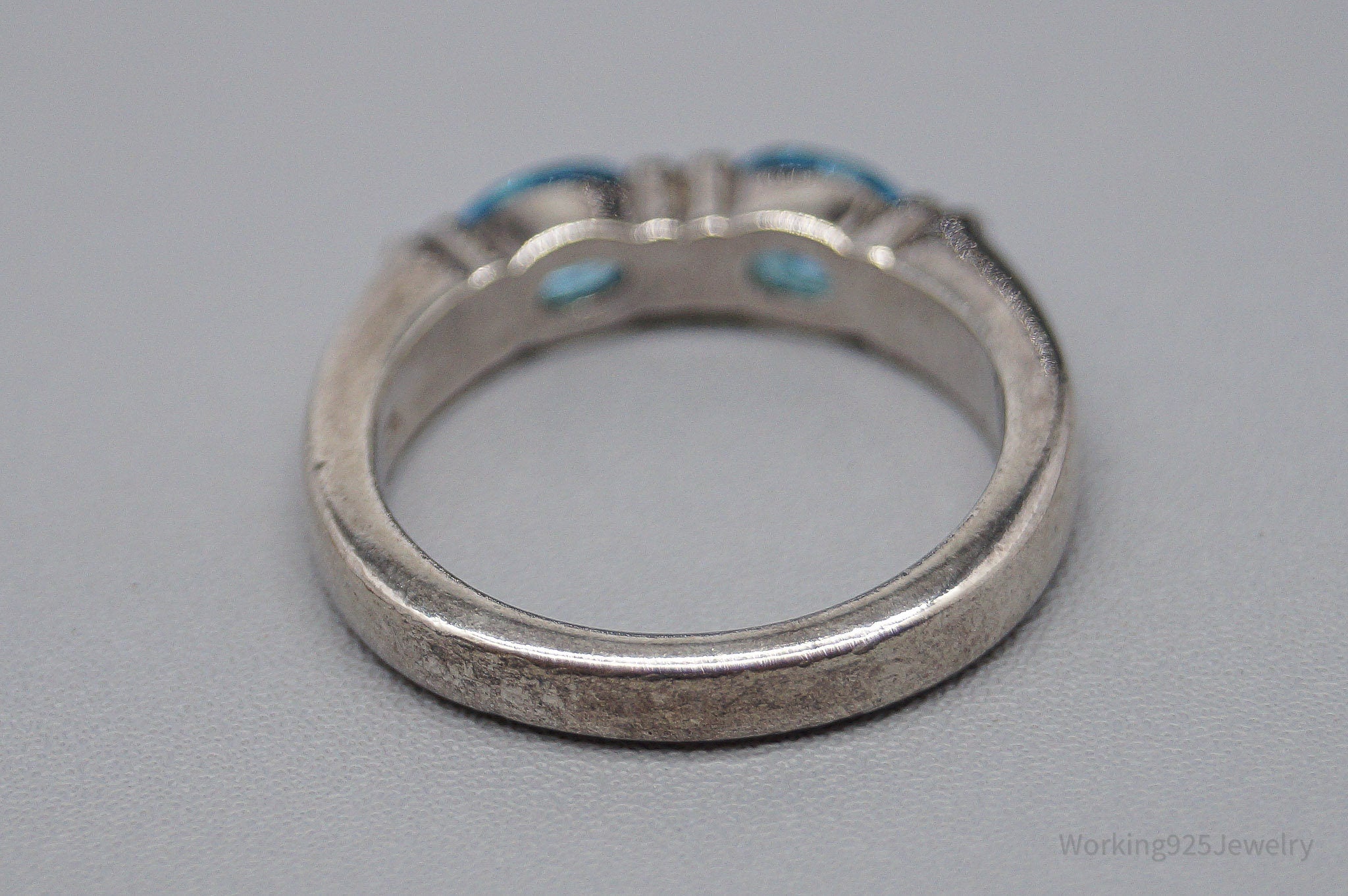 Vintage Blue Topaz Sterling Silver Ring - Size 6