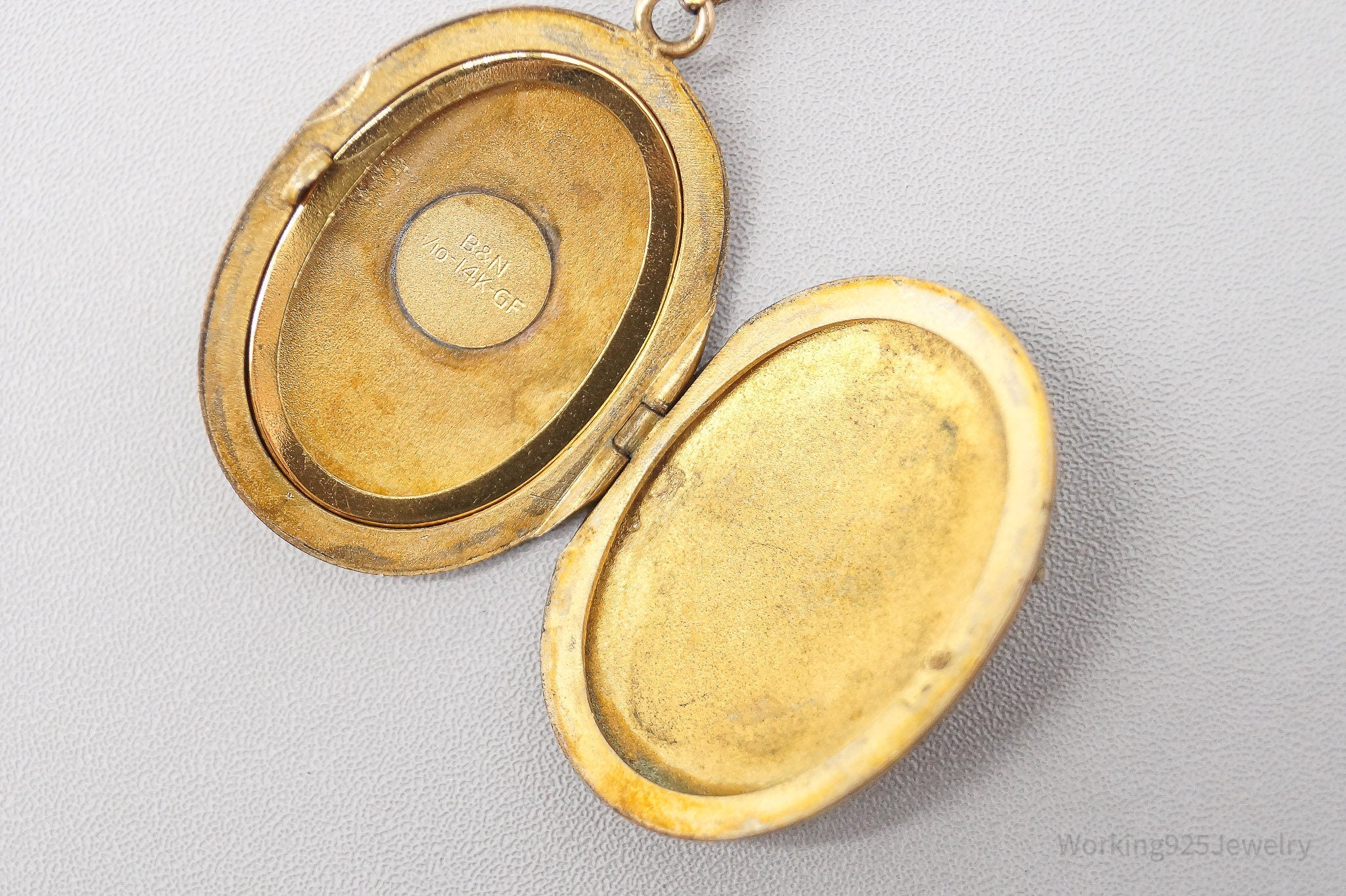 Vintage B & N 14K Gold Filled Floral Locket Sterling Silver Necklace - 20"