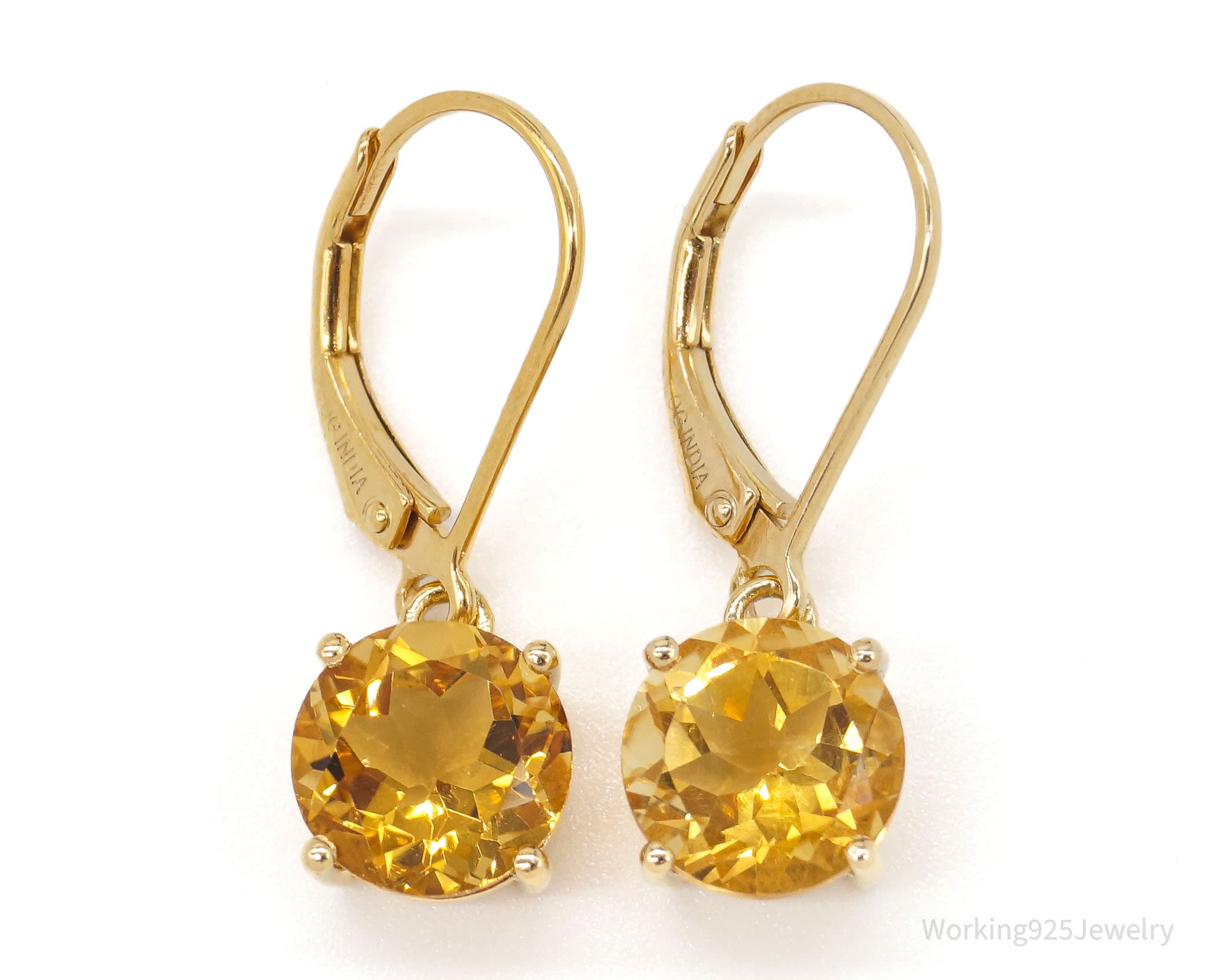 Vintage Citrine Yellow Gold Vermeil Over Sterling Silver Earrings