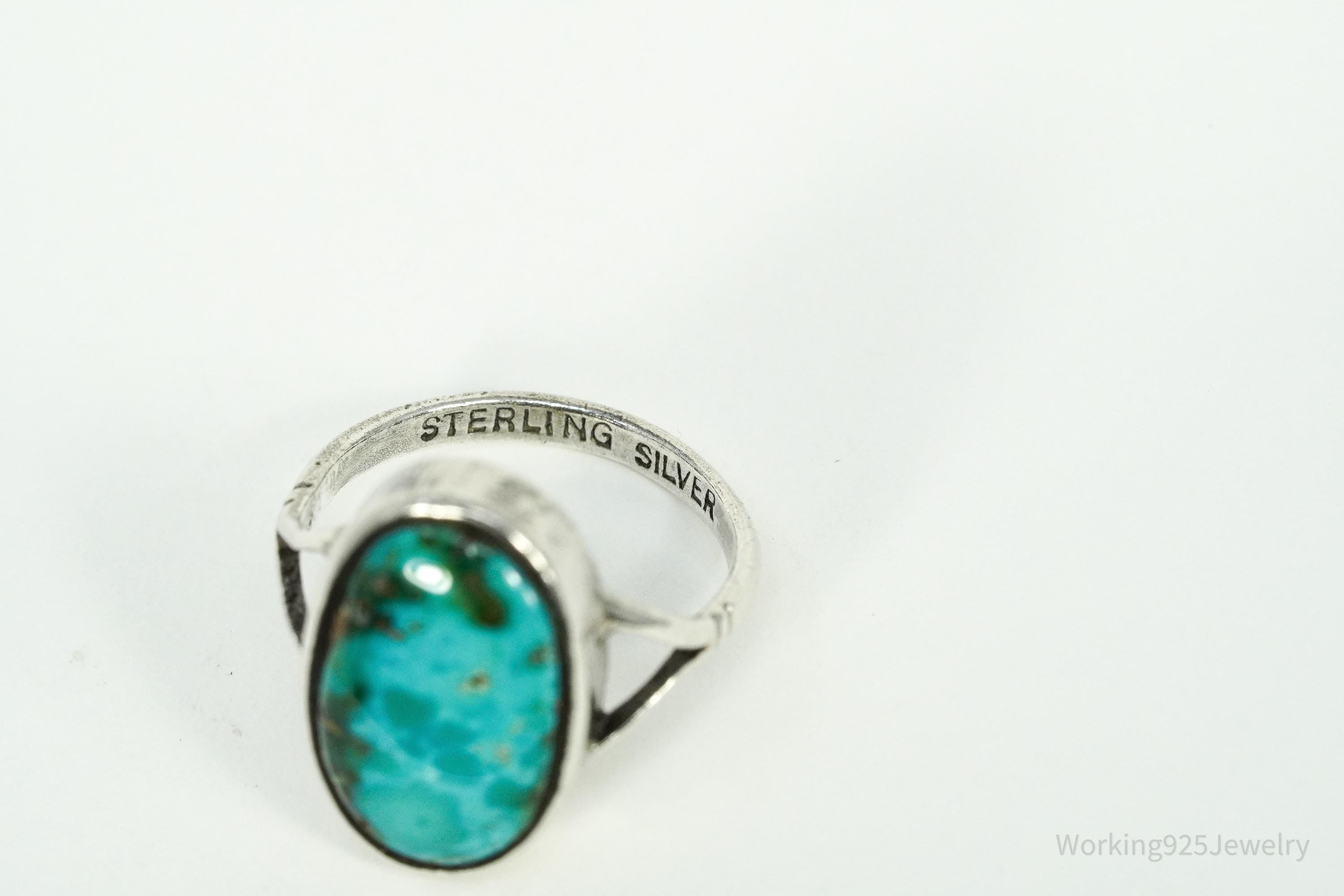 Vintage Native American Turquoise Sterling Silver Ring - Size 5.25