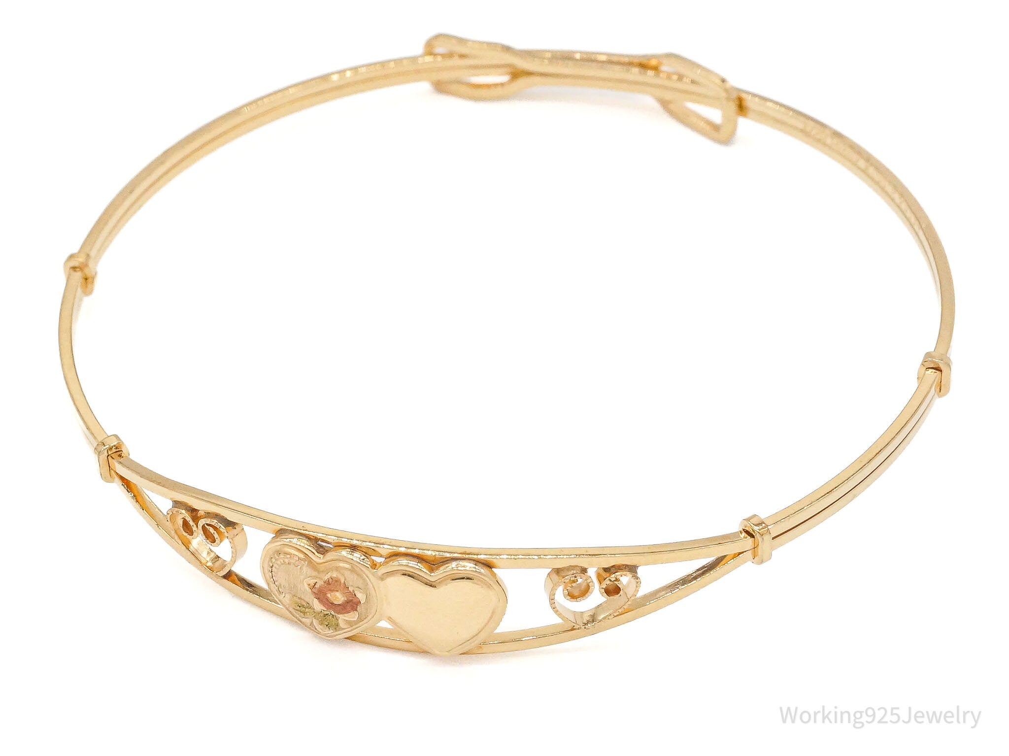 Vintage Kiddie Kraft 14K Gold Filled Linked Hearts Bracelet