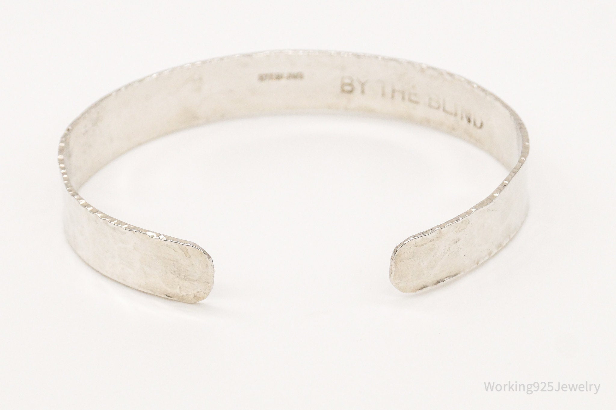 Vintage "By The Blind" Hammered Style Sterling Silver Cuff Bracelet