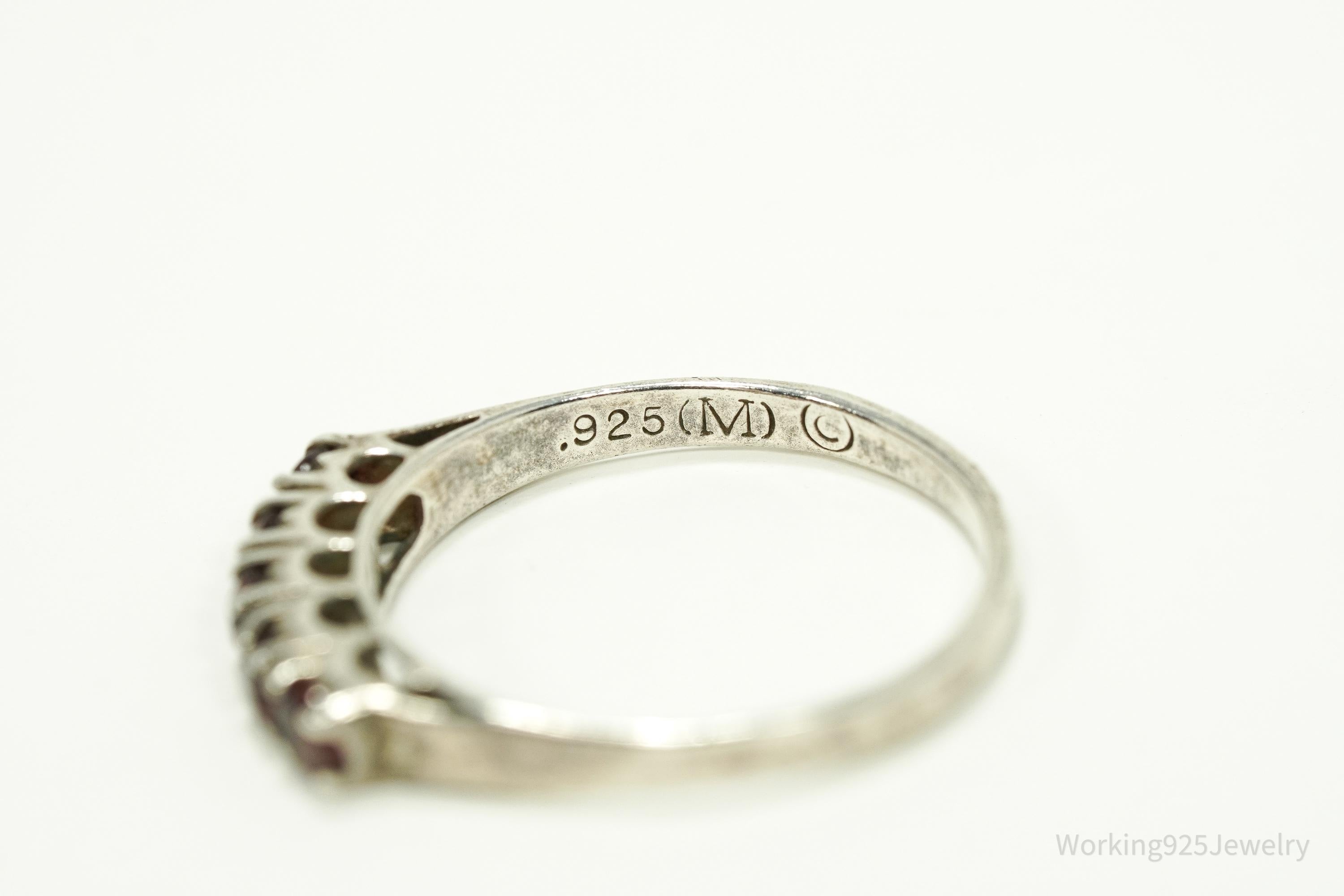 Vintage Garnet Sterling Silver Ring - Size 7.25