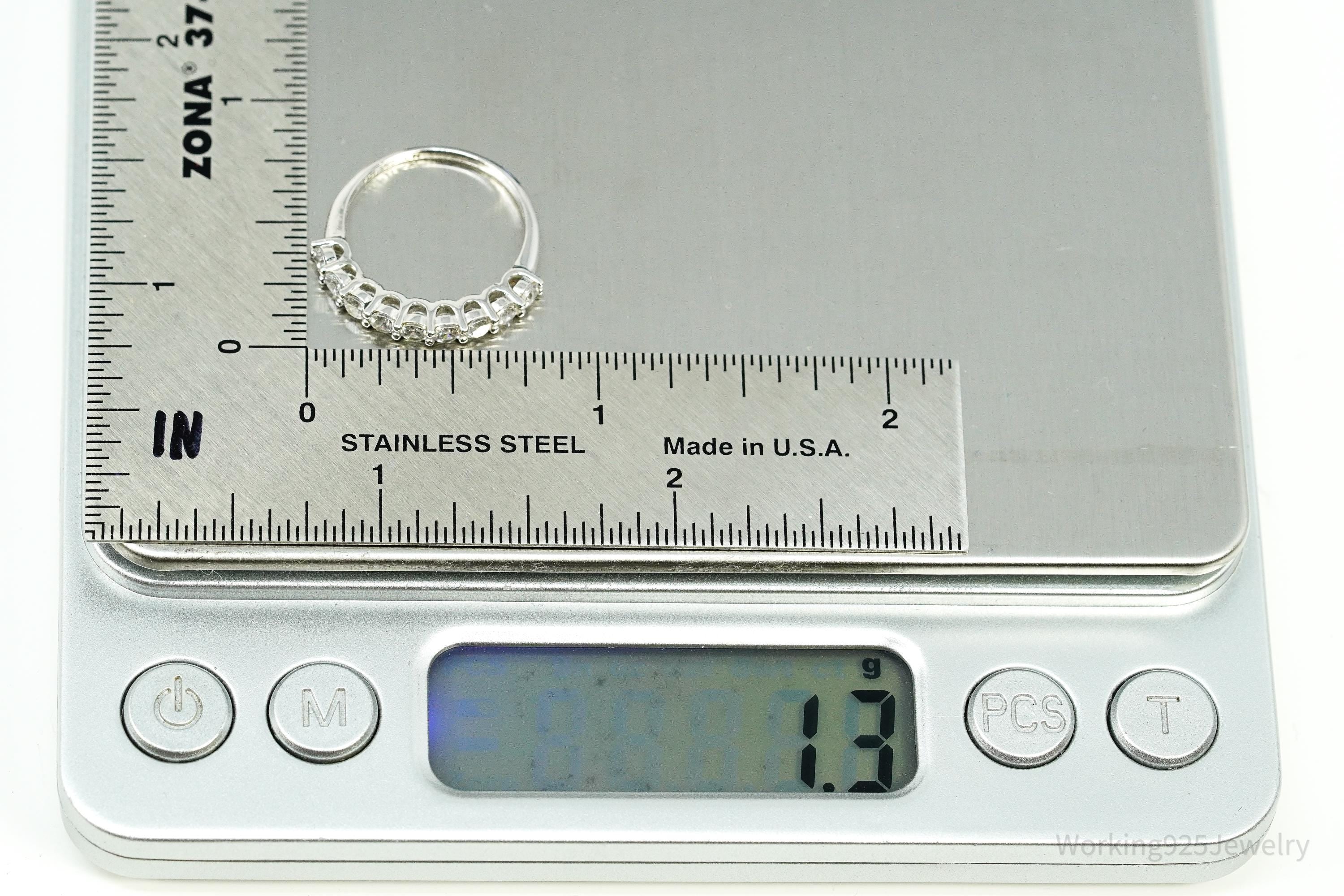 Vintage Cubic Zirconia Sterling Silver Band Ring - Size 5.25