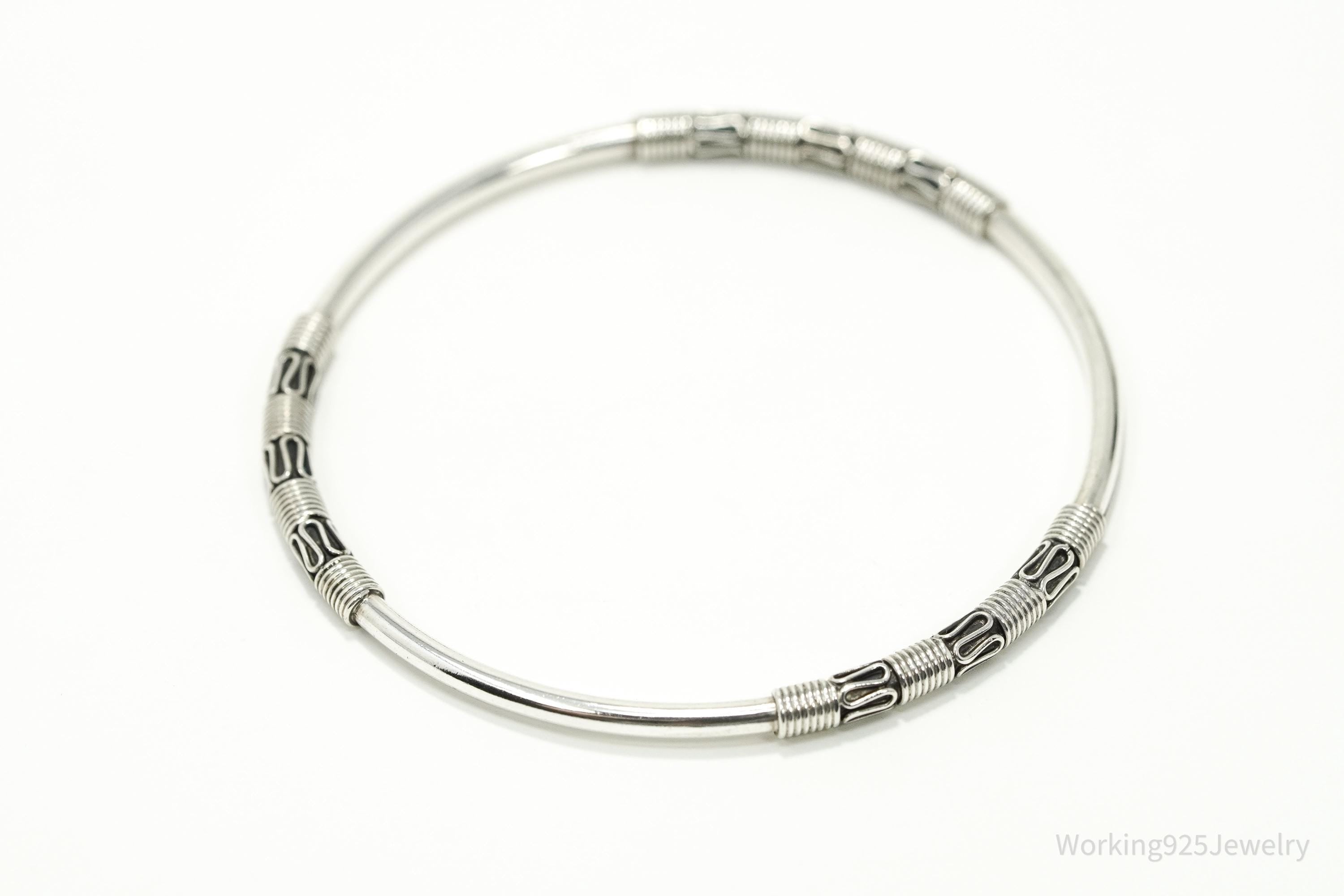 Vintage Designer BA Suarti Sterling Silver Bangle Bracelet 7 15/16"