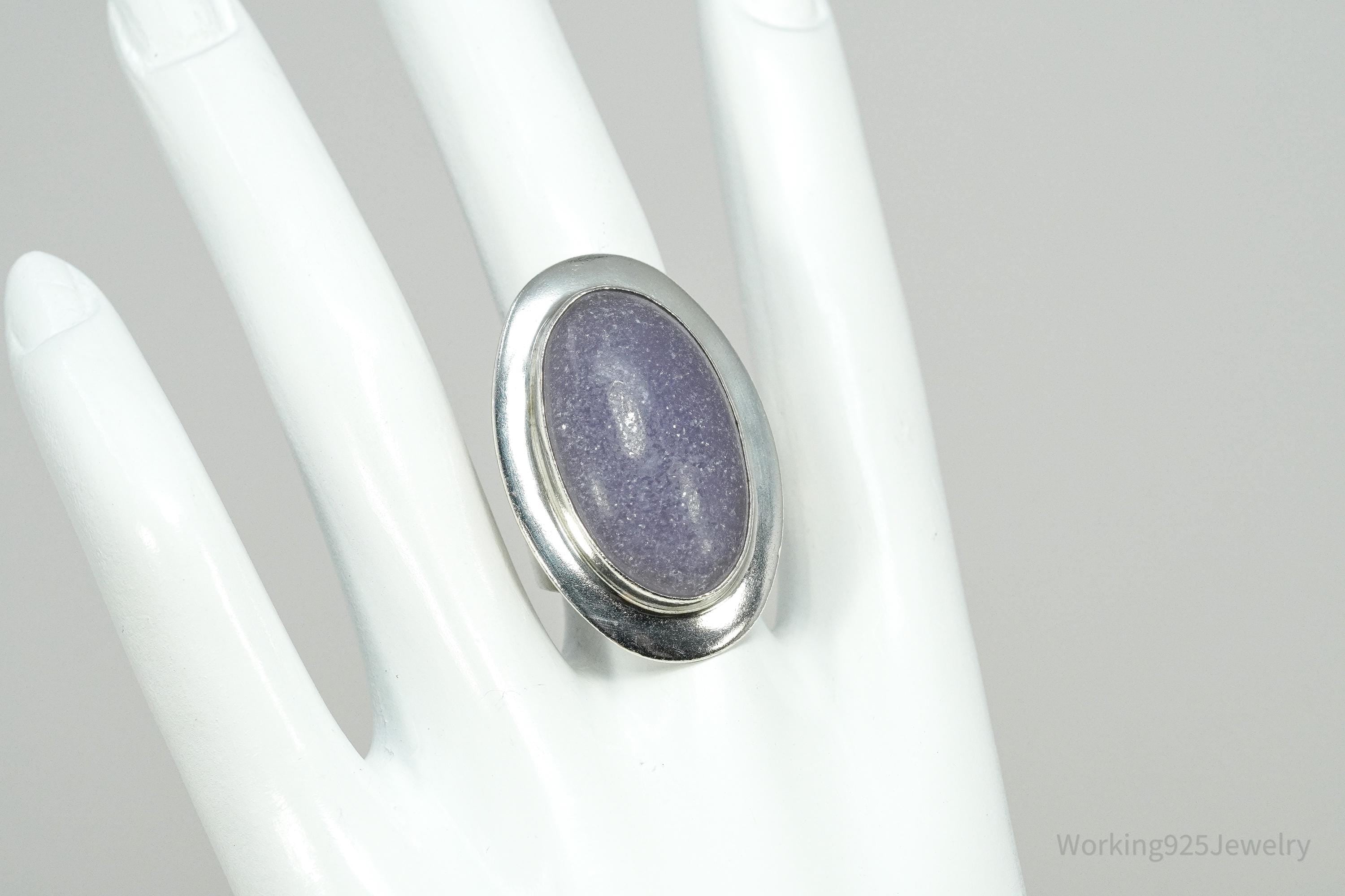 Vintage Desert Rose Trading Co Purple Jade Sterling Silver Ring Size 7