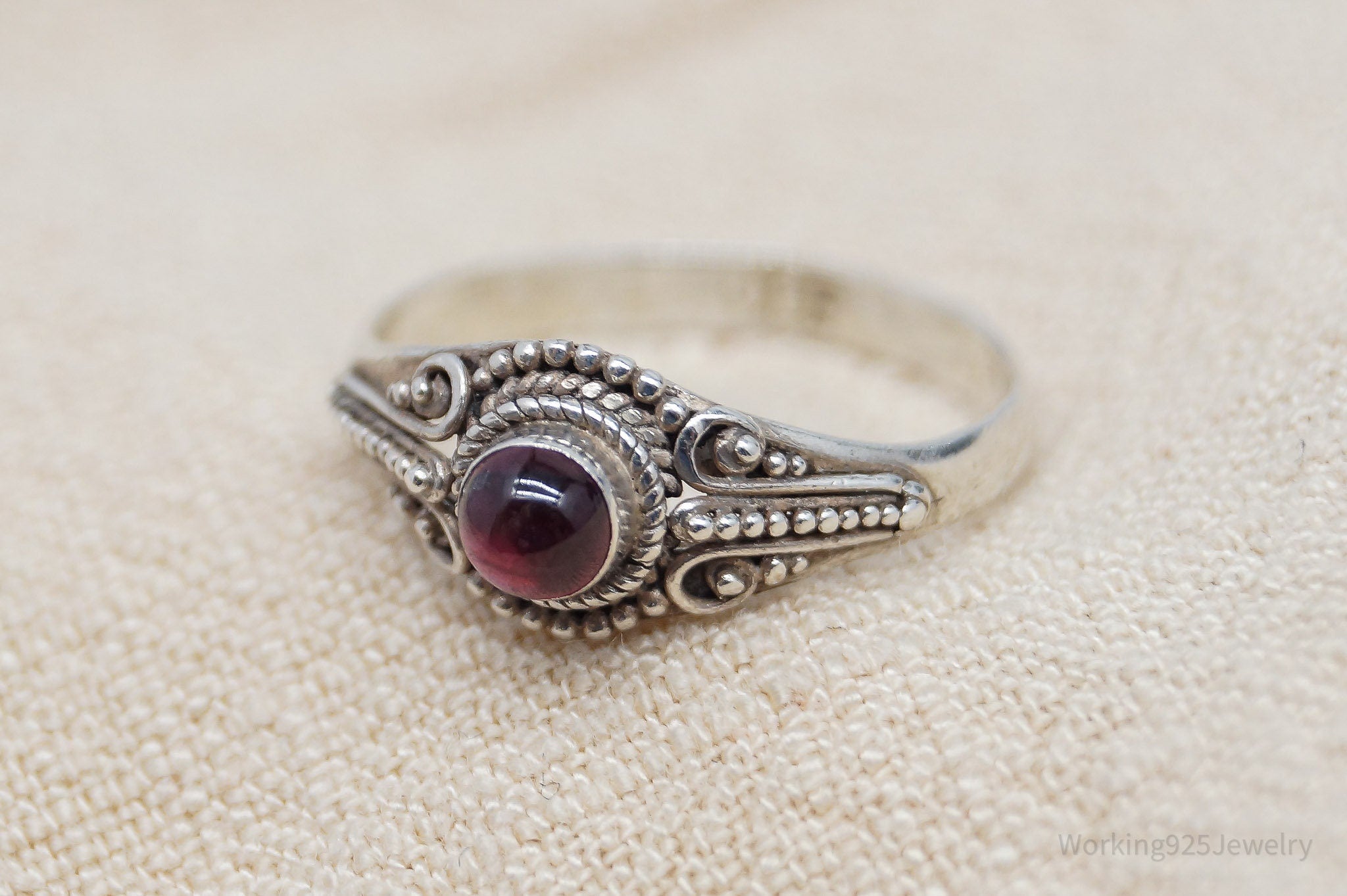 Vintage Rhodolite Garnet Sterling Silver Ring - Size 6