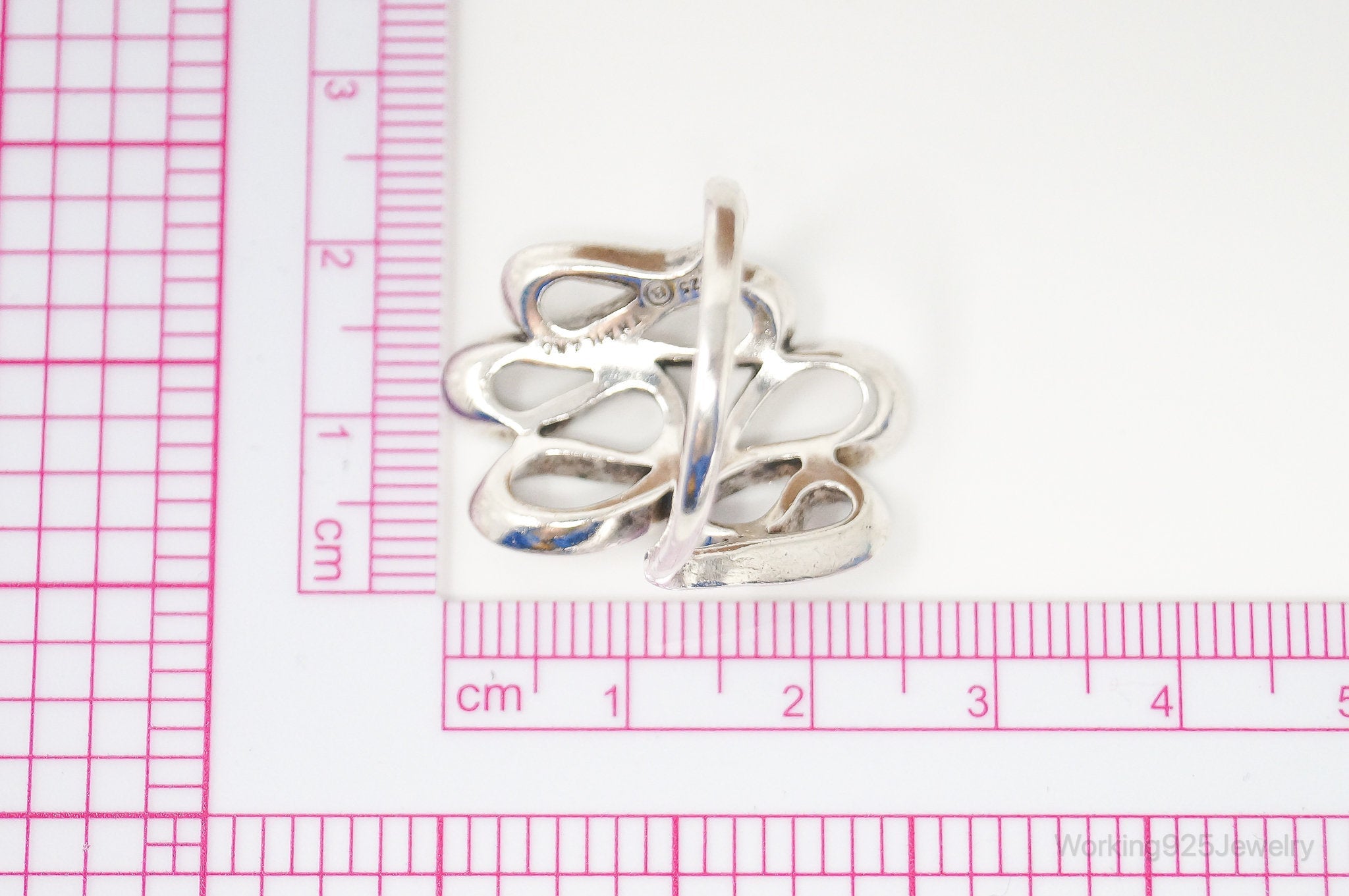 Vintage Mid Century Modernist Style Sterling Silver Ring - Size 7.5