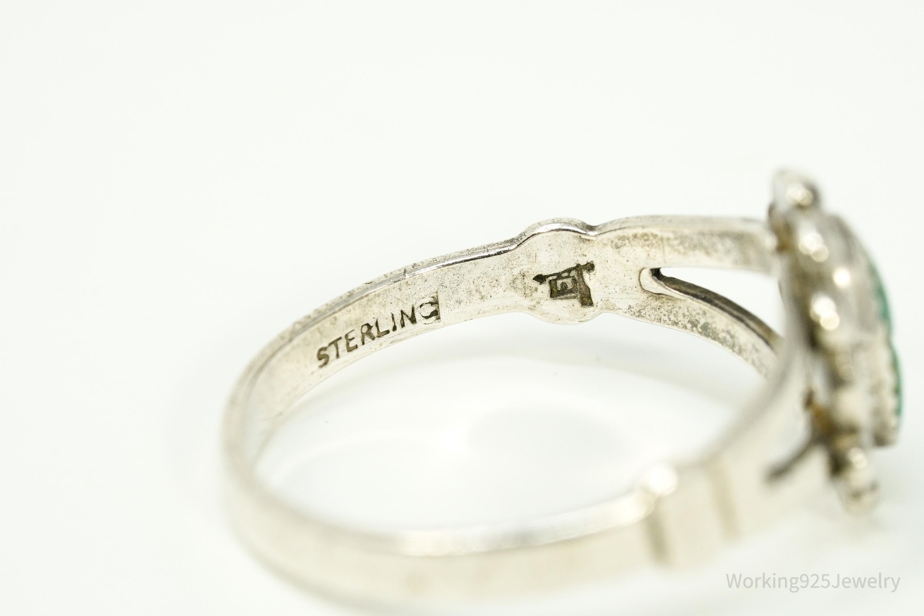 Vintage Native Bell Trading Post Turquoise Sterling Silver Ring - Size 7