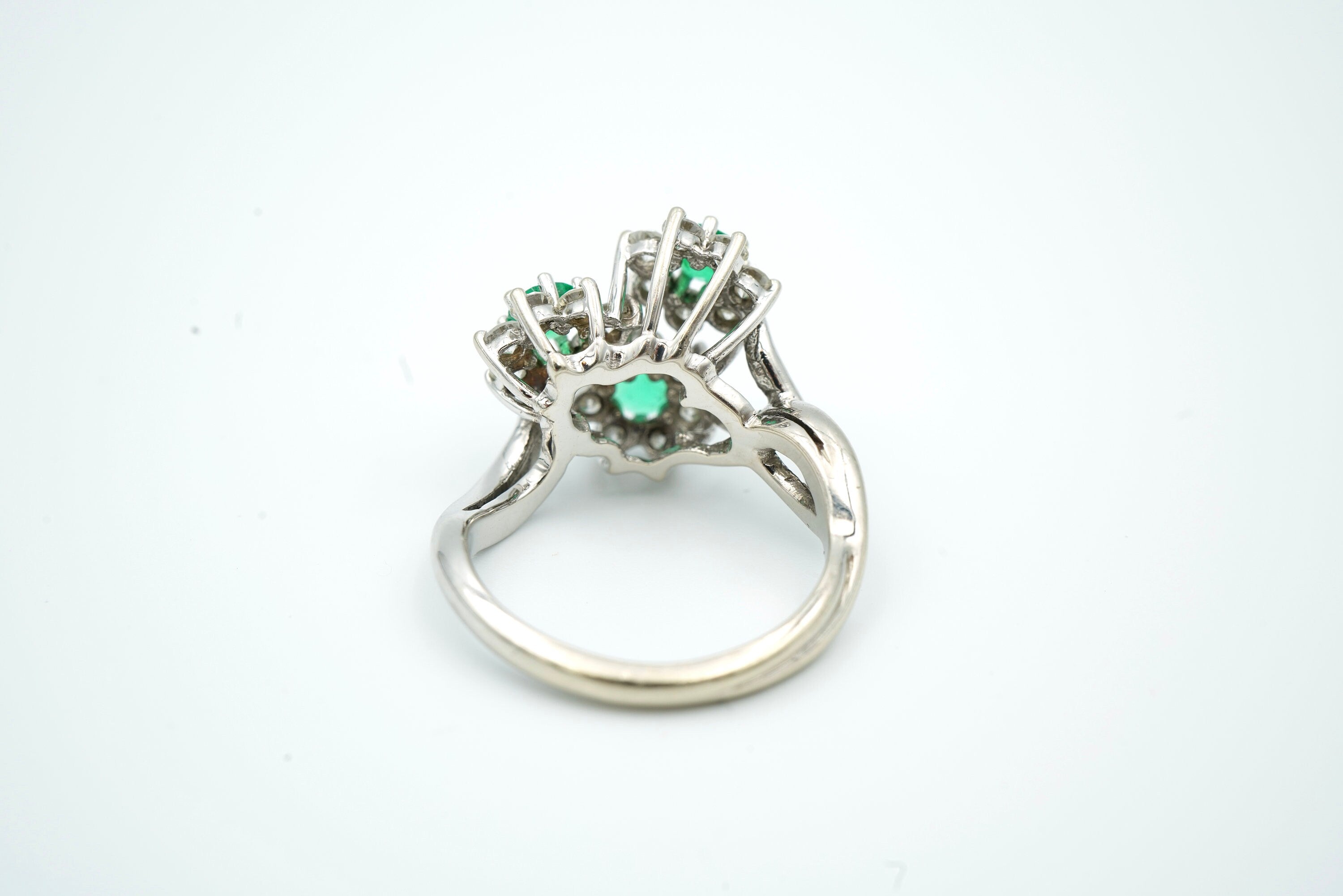 14k White Gold Emerald and Diamond Ring