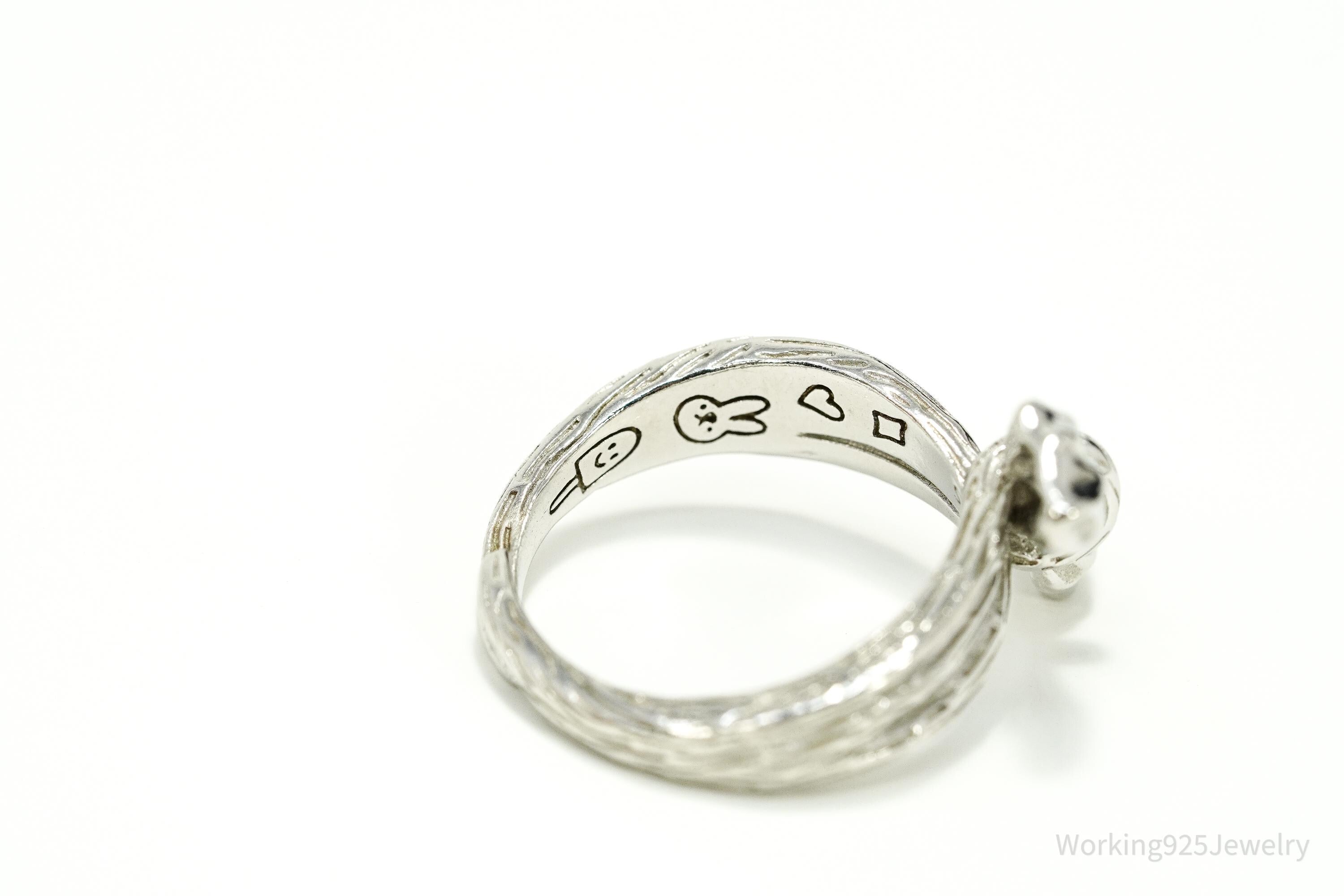 Vintage Bow Sterling Silver Ring - Size 8 Adjustable