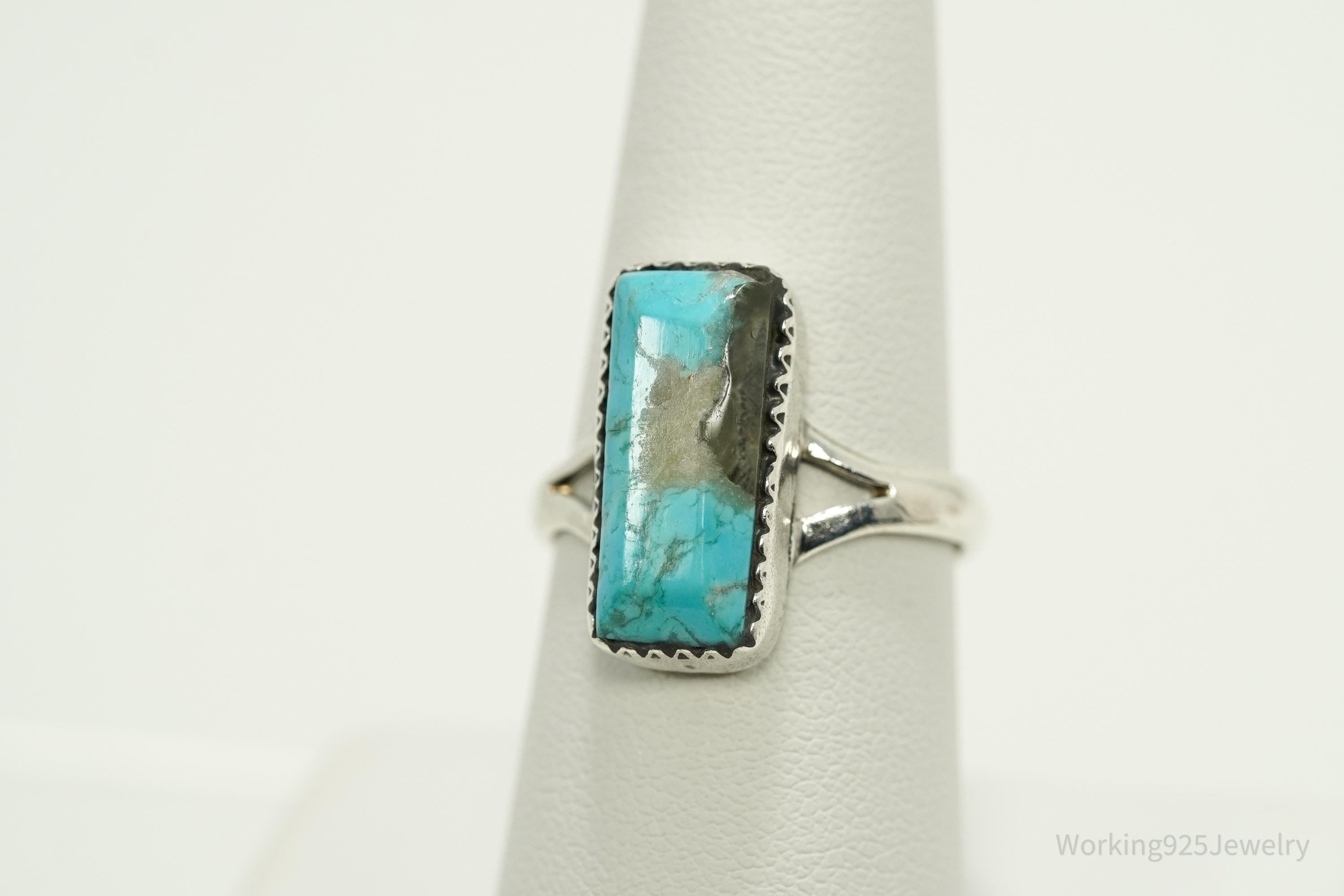 Vintage Mexican Turquoise 950 Silver Ring - Size 8.25