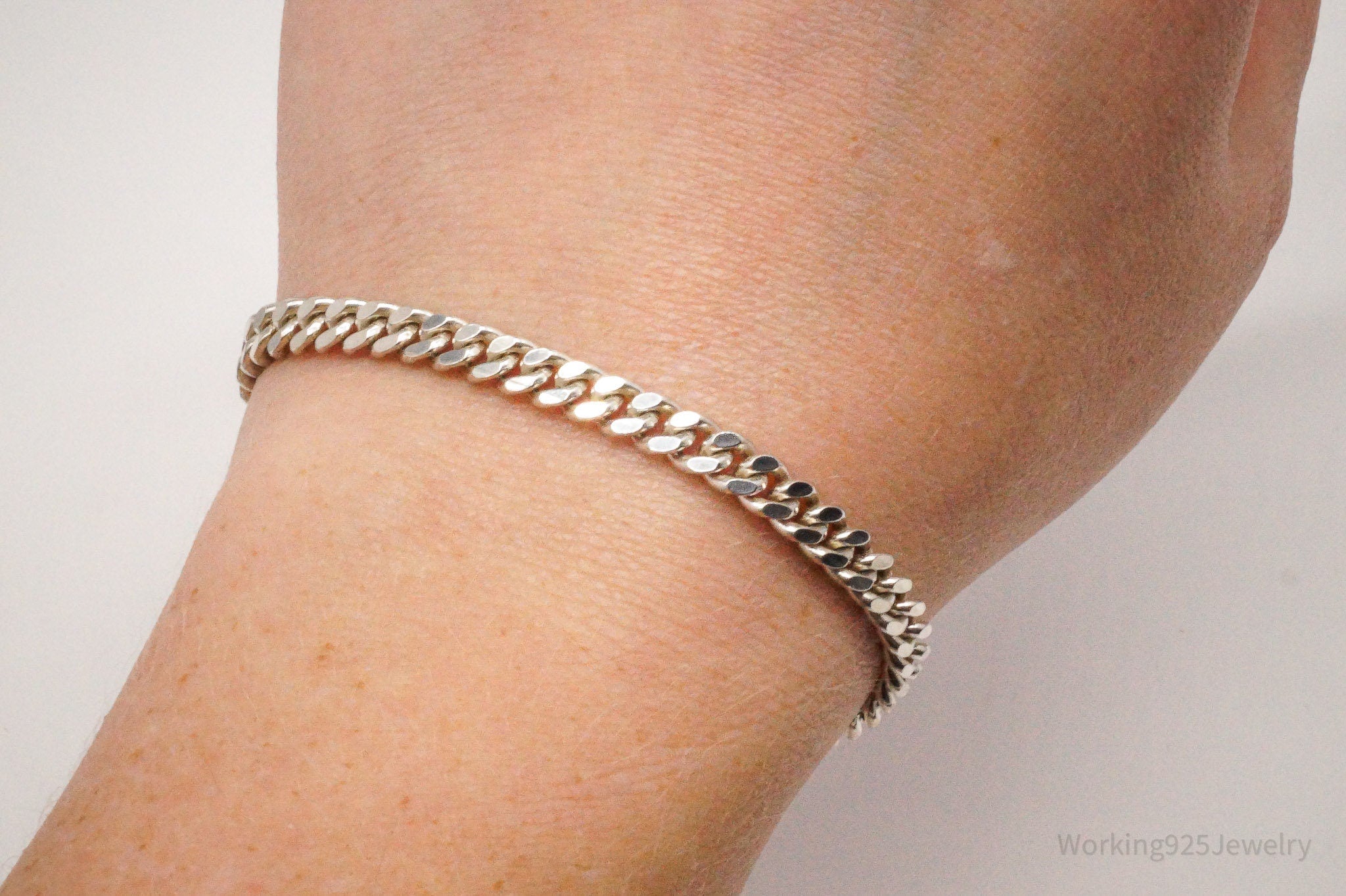 Vintage Italian Chain Link Sterling Silver Bracelet 7"